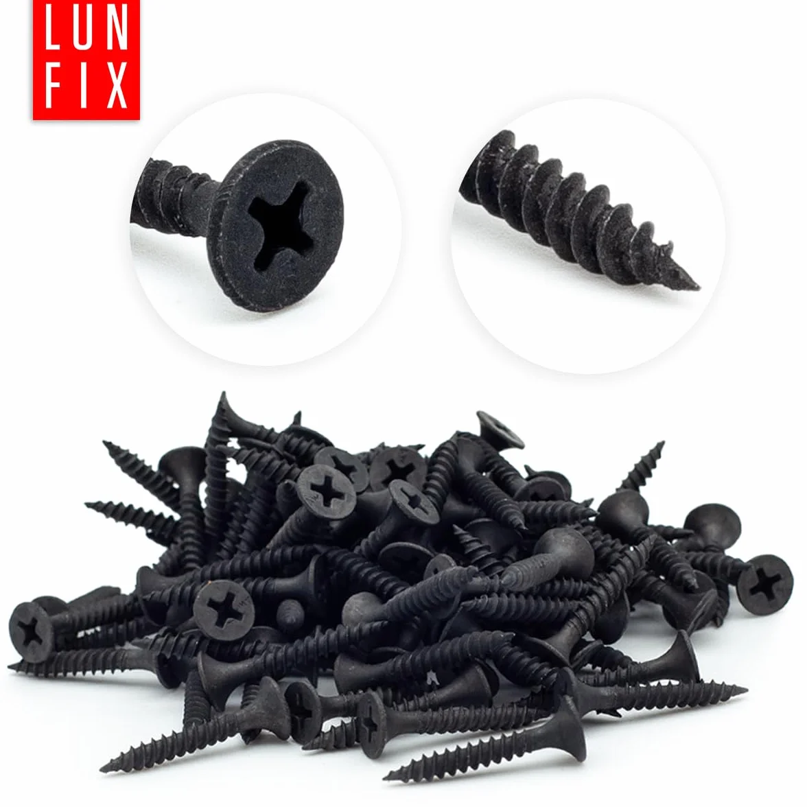 Wkręty do płyt gipsowo-kartonowych 3,5 x 25 mm 1000 sztuk czarne