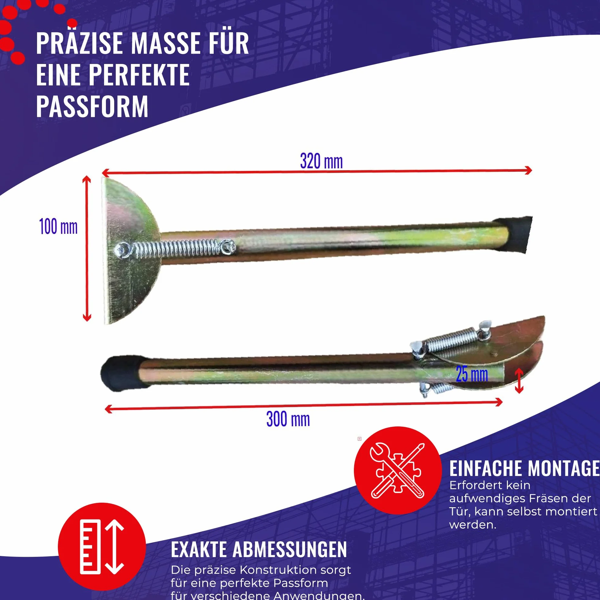 Chle-Mar Podpórka do drzwi Stopka do drzwi Cynk 300 x 25 mm