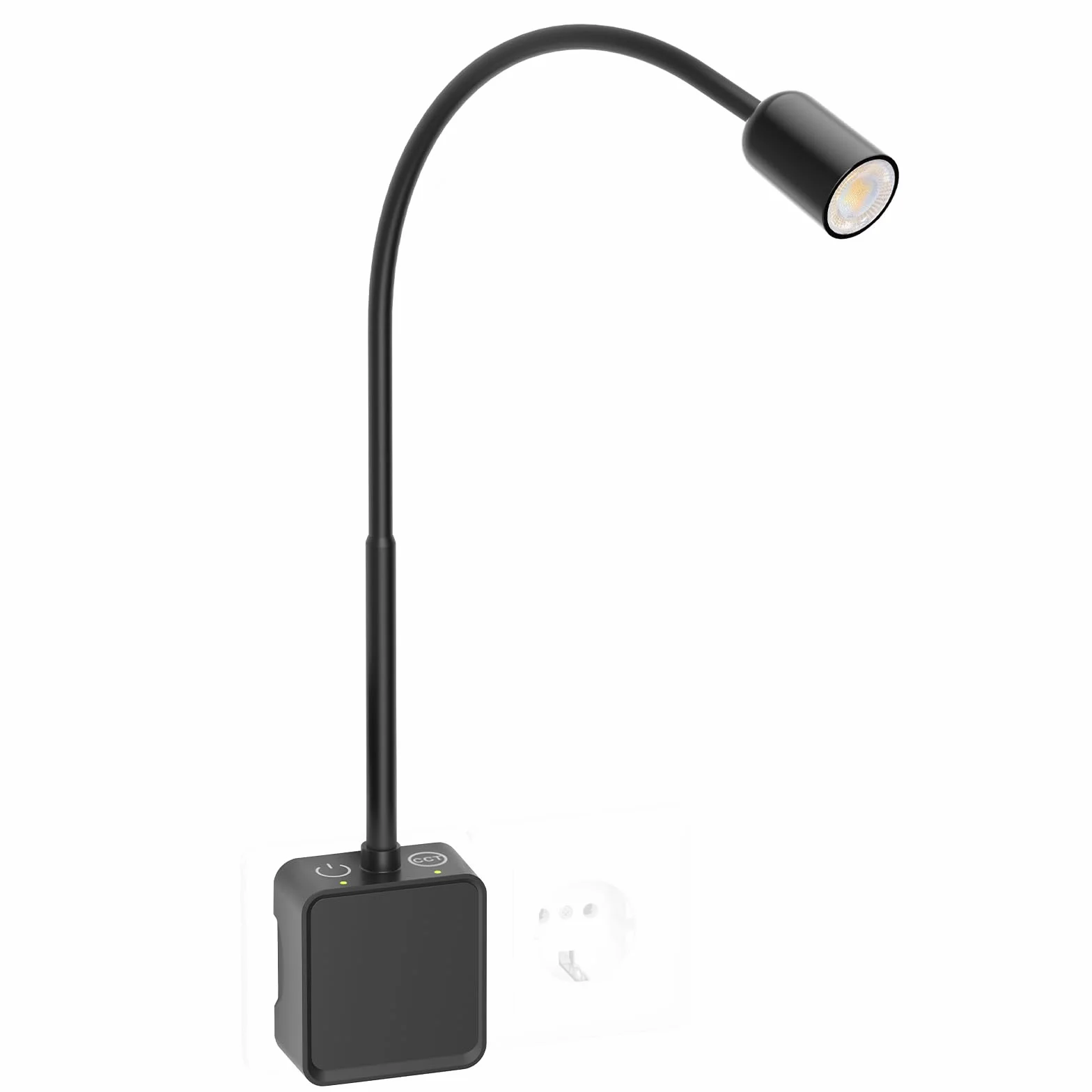 Lampka Nocna LED do Czytania Ściemnialna Kinkiet Ścienny Czarny 3 Tryby Kolorów 50°