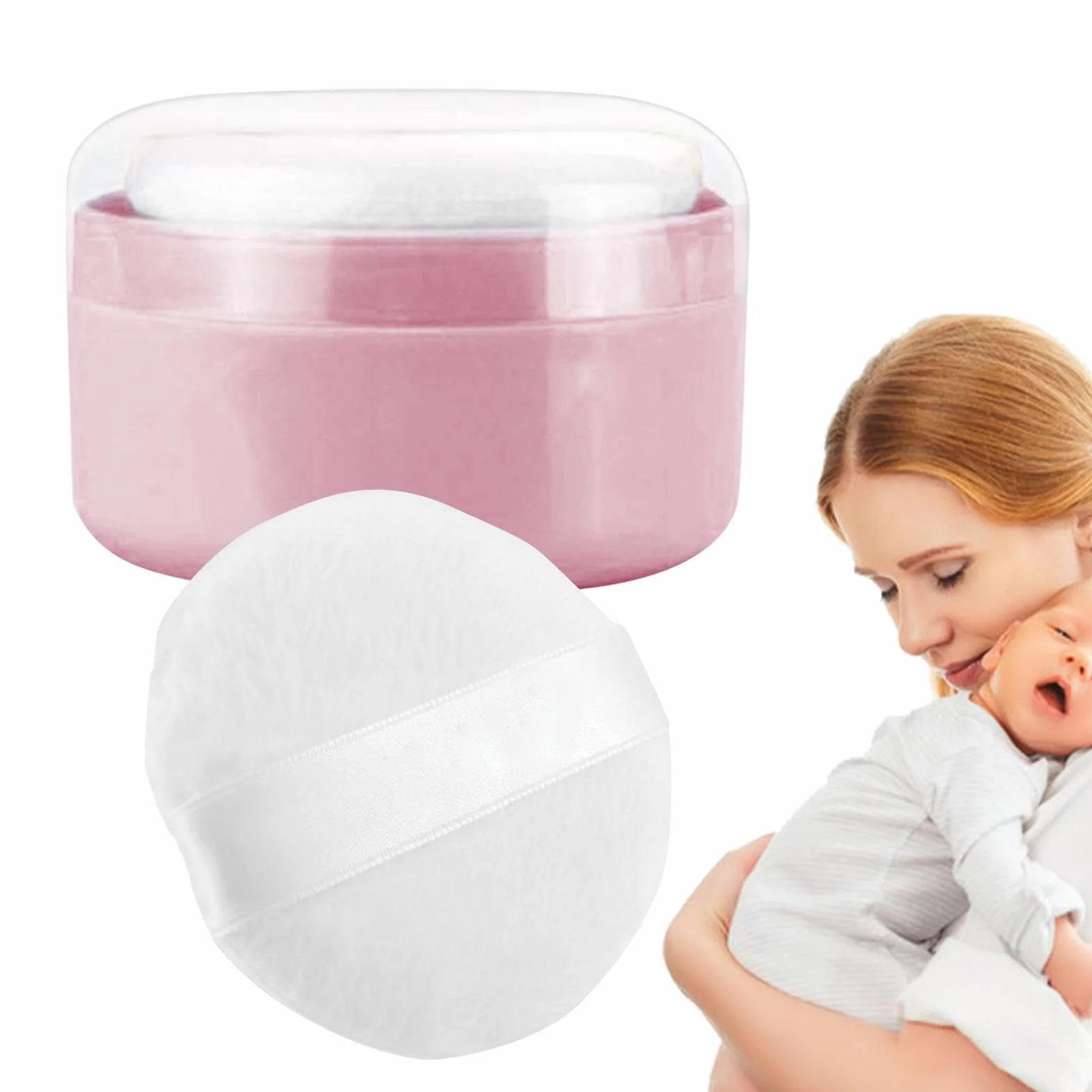 Baby Powder Container With Puff, Kids Talcum Storage Box, After-Bath Body Powder Case, Portable Container For Beach, Travel, Home Use, 3.54x3.54x2.36 Inches