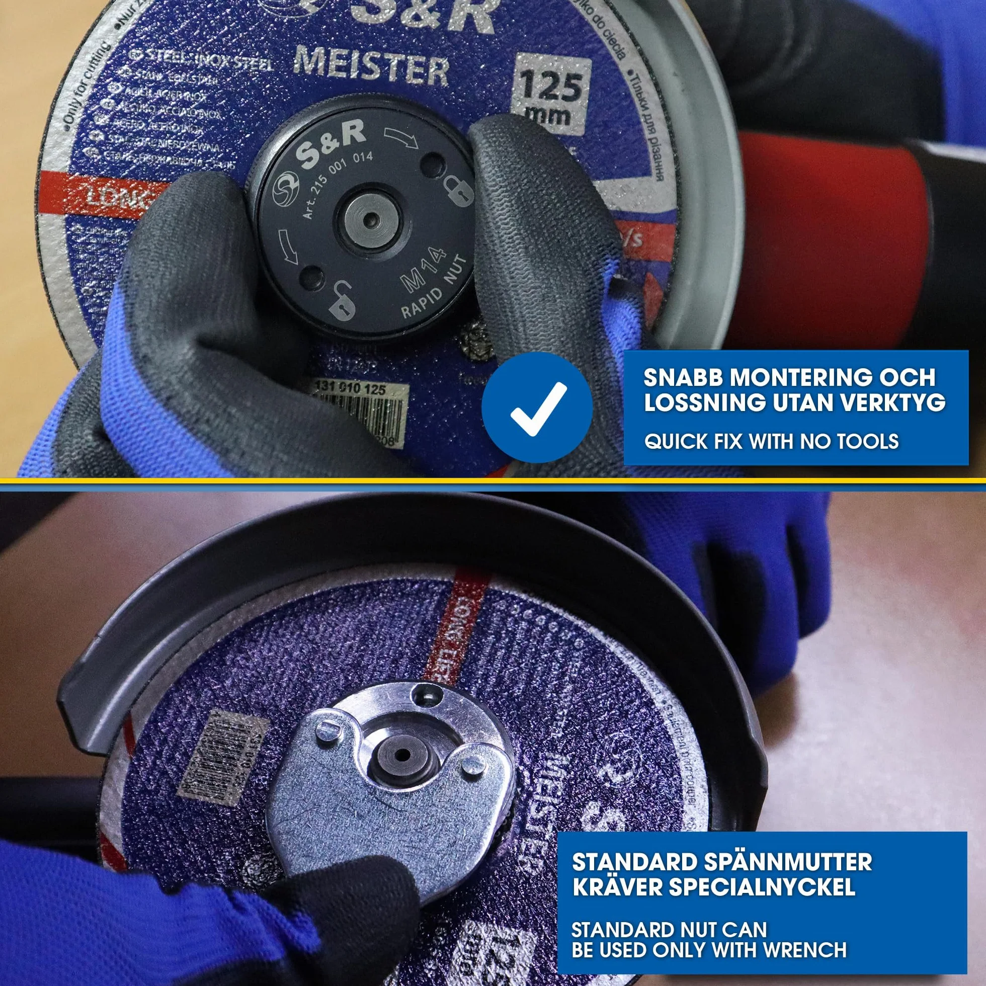 S&R nakrętka szybkomocująca M14 do szlifierek kątowych AEG, Black & Decker, Dewalt, Flex, Hitachi, Metabo, Makita