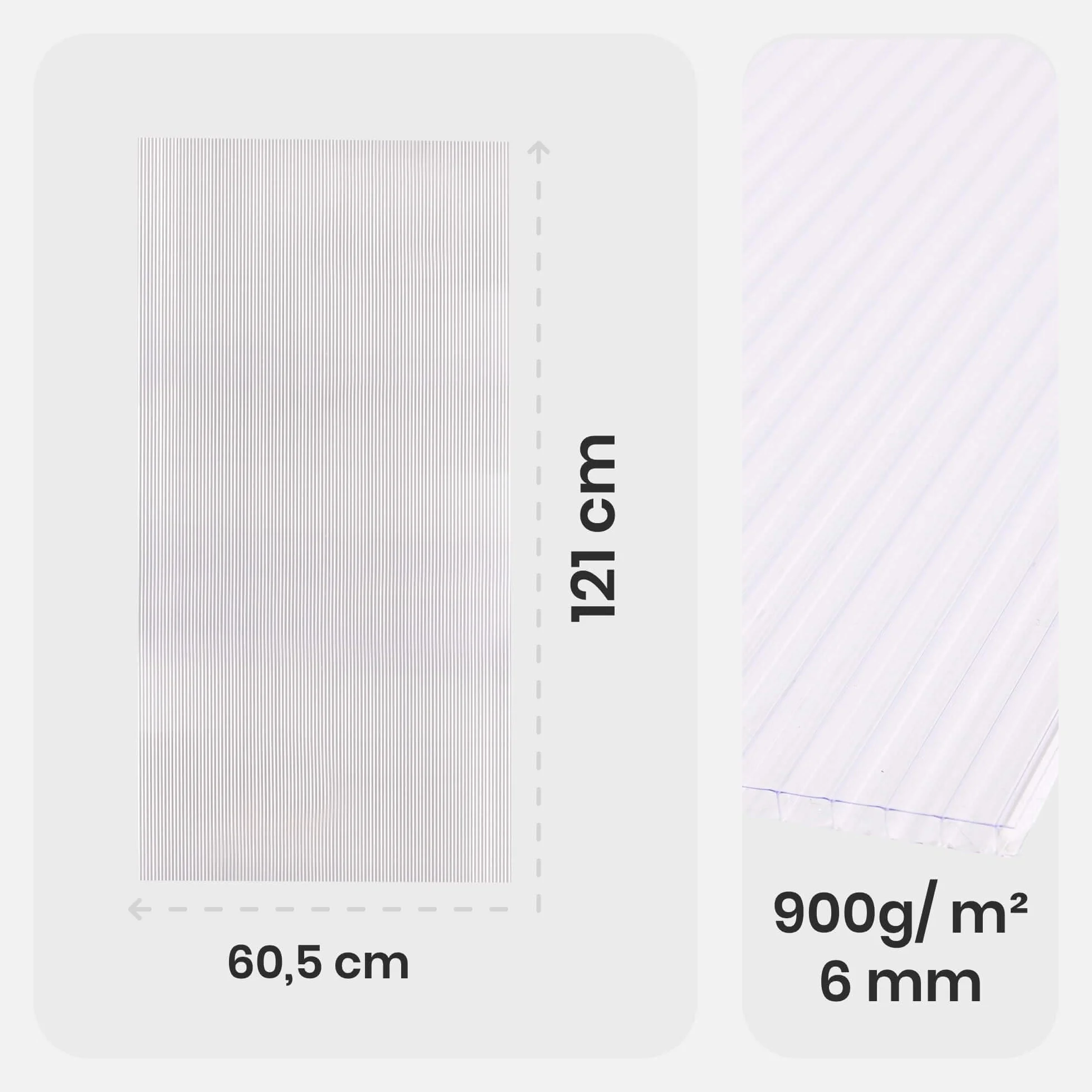 Arebos Płyty dachowe z poliwęglanu 10 szt. 121 x 60,5 cm 6 mm odporne na UV przezroczyste