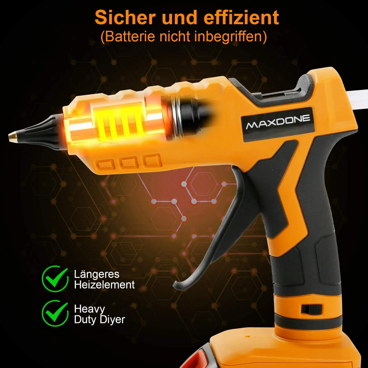 Bezprzewodowy pistolet do klejenia na gorąco Dewalt 18 V XR 100 W, pałeczki 11 mm
