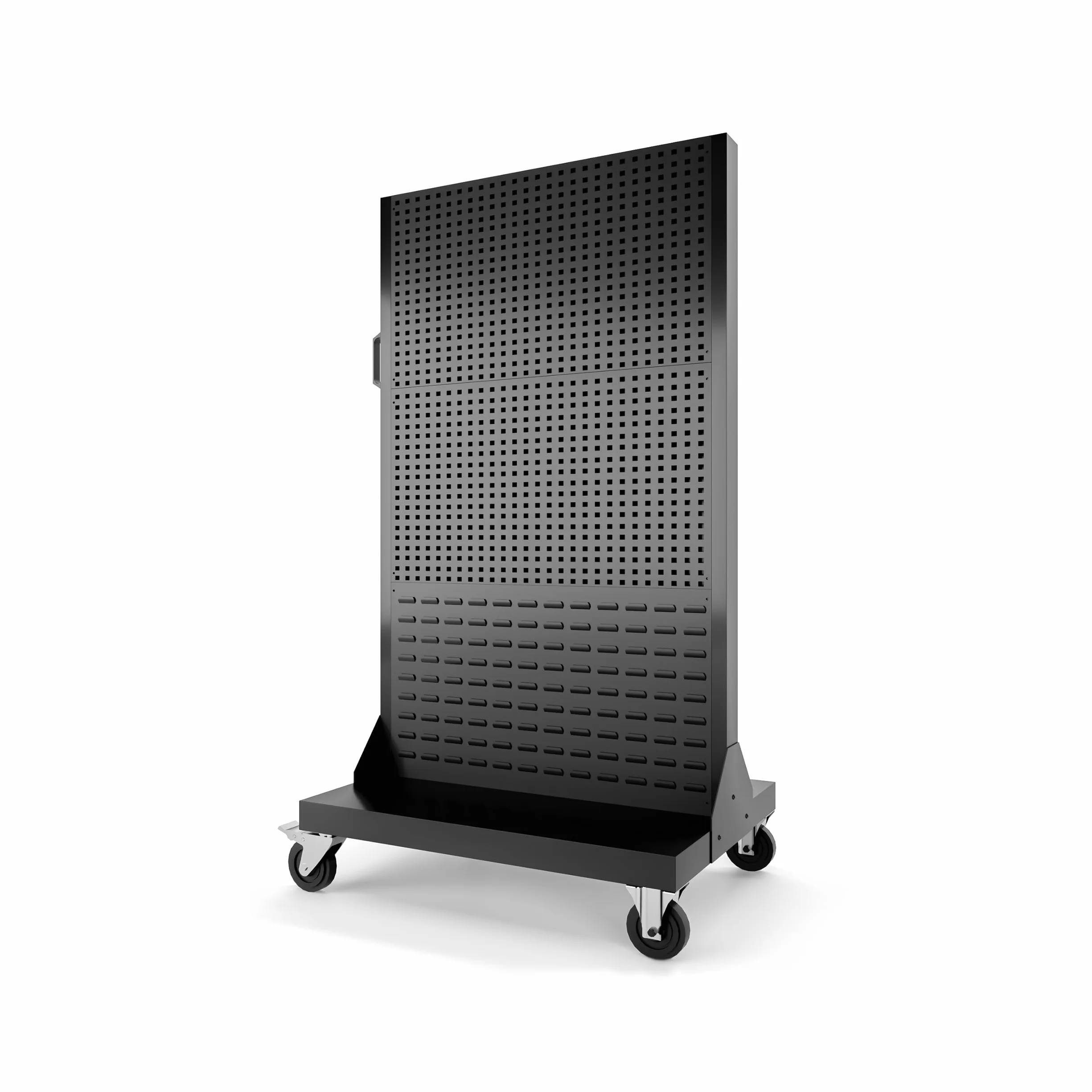 Ścianka Warsztatowa Metalowa Perforowana na Kółkach 155,5 cm x 96,5 cm x 61 cm Czarna