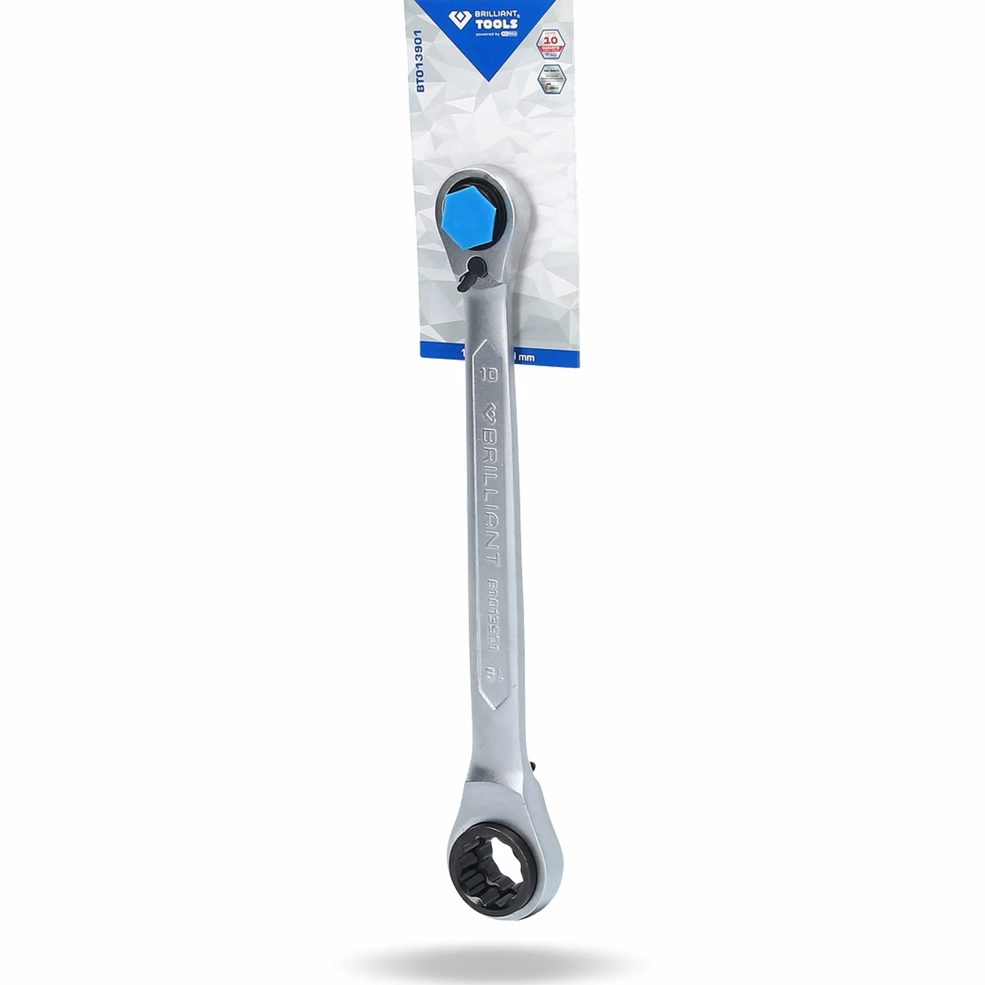 BRILLIANT TOOLS Podwójny klucz oczkowy z grzechotką 4 w 1 10x13 17x19 mm