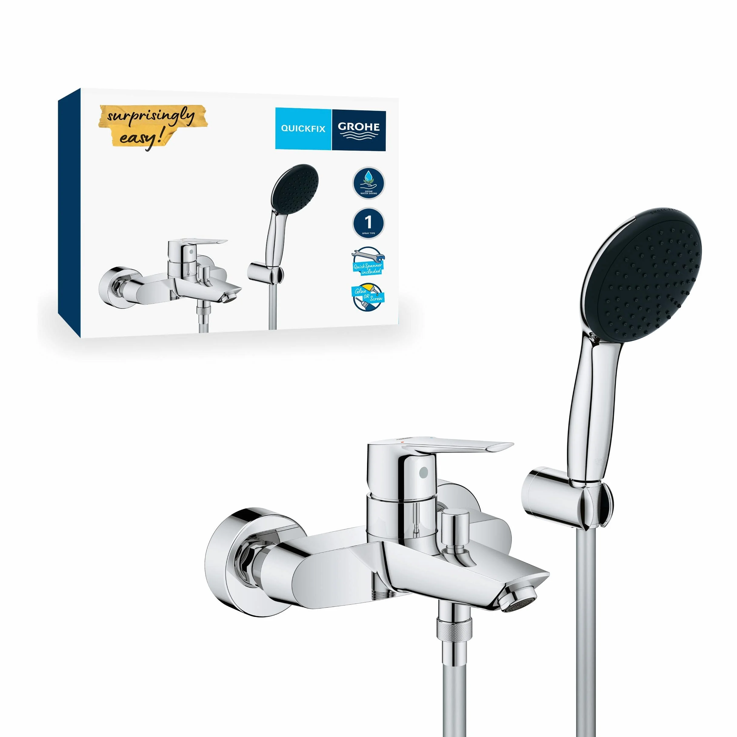 Grohe Start Ohm Bath Exp + Show.Set Zestaw Prysznicowy Chrom 18,8 x 16,5 x 20,2 cm