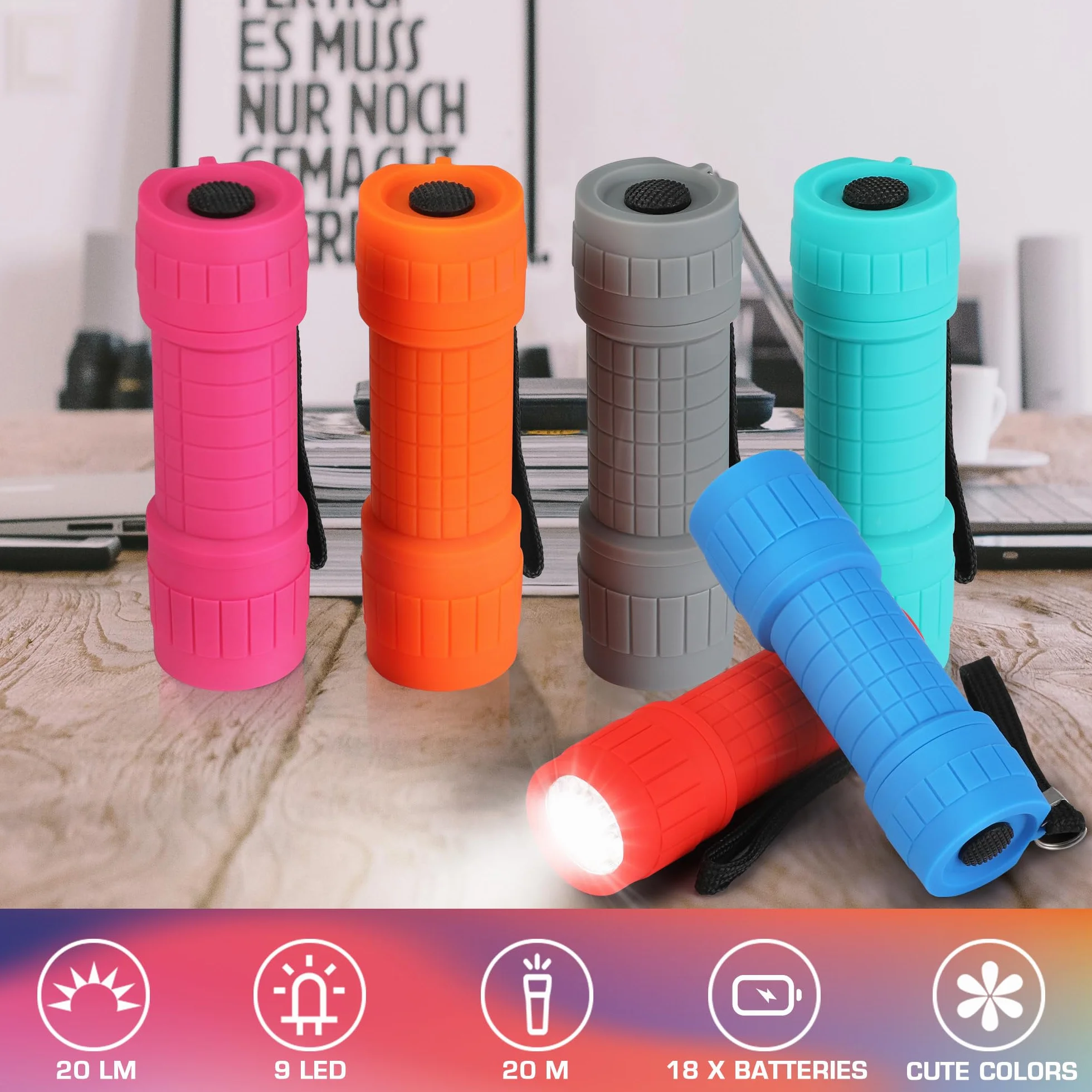 EverBrite Mini latarka LED, 6-częściowa, mała latarka z 18 bateriami AAA, wstępnie zmontowana, upominek, latarka ręczna do użytku w sytuacjach awaryjnych, na zewnątrz, wędrówki, kemping