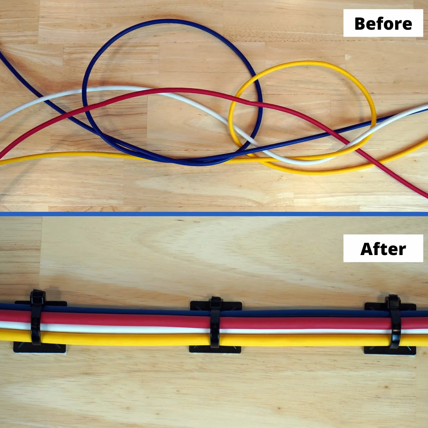 GOCABLETIES Zestaw uchwytów klejących 19 mm x 19 mm Czarny 100 sztuk
