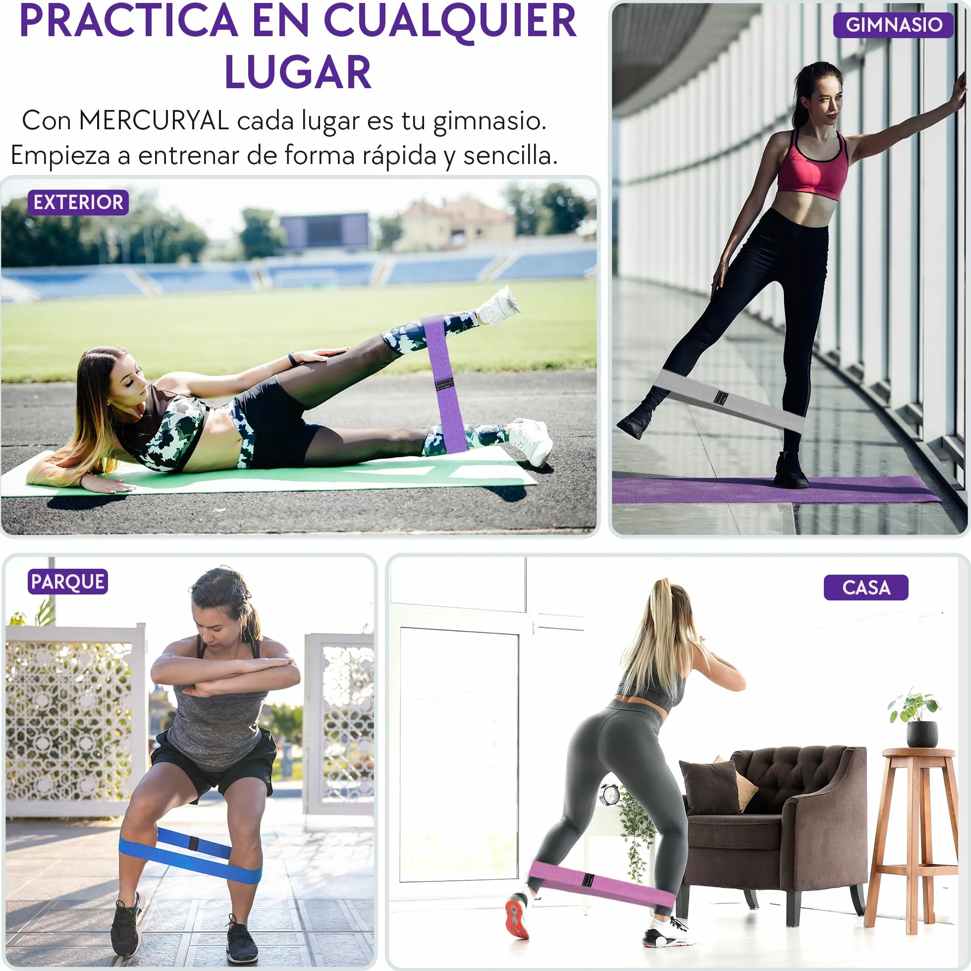 MERCURYAL 3-pasmowy elastyczny zestaw Musculacion - Elastyczne opaski Gluteos - Elastyczne opaski fitness Przeciwpoślizgowe - Paski Gluteum - Elastic Taśmy Muskulation (Czarny, Niebieski,