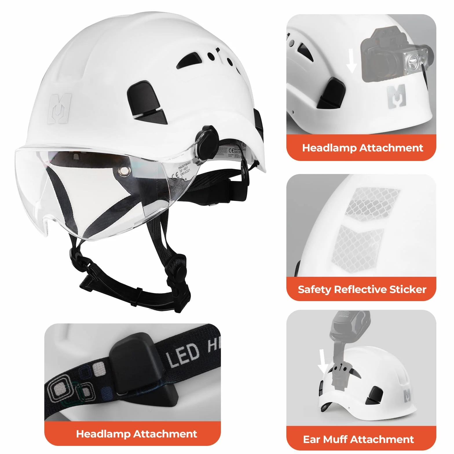 Kask ochronny z twardą konstrukcją, wentylowany, lekki kask z regulowanym paskiem pod brodę, dla mężczyzn i kobiet, idealny do wspinaczki na drzewo, pracy na wysokości