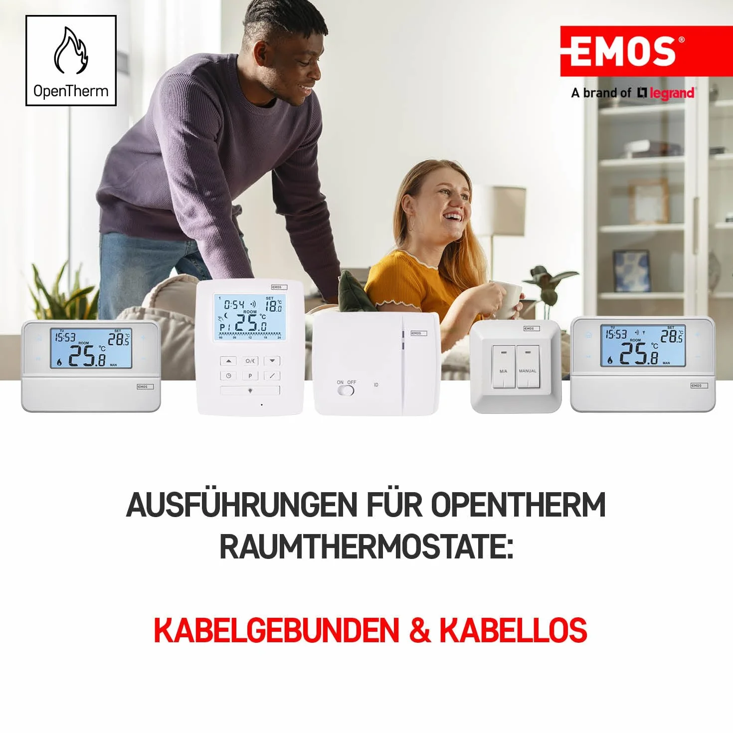 EMOS Cyfrowy termostat pokojowy OpenTherm programowalny zegarowy do systemów grzewczych i chłodzących