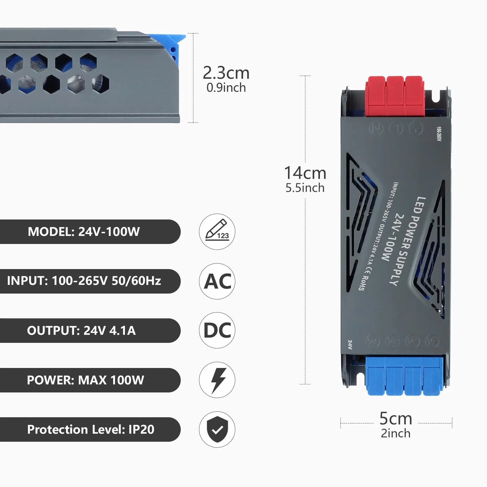 Zasilacz LED 24V 100W Transformator LED Transfo AC 230V Na DC 24 Volt 4,2A Smukły Stałe Napięcie Sterownik LEDs Zasilacz 24V Ultra Cienki Transformator Niskonapięciowy Do Wnętrz, Taśmy LEDs