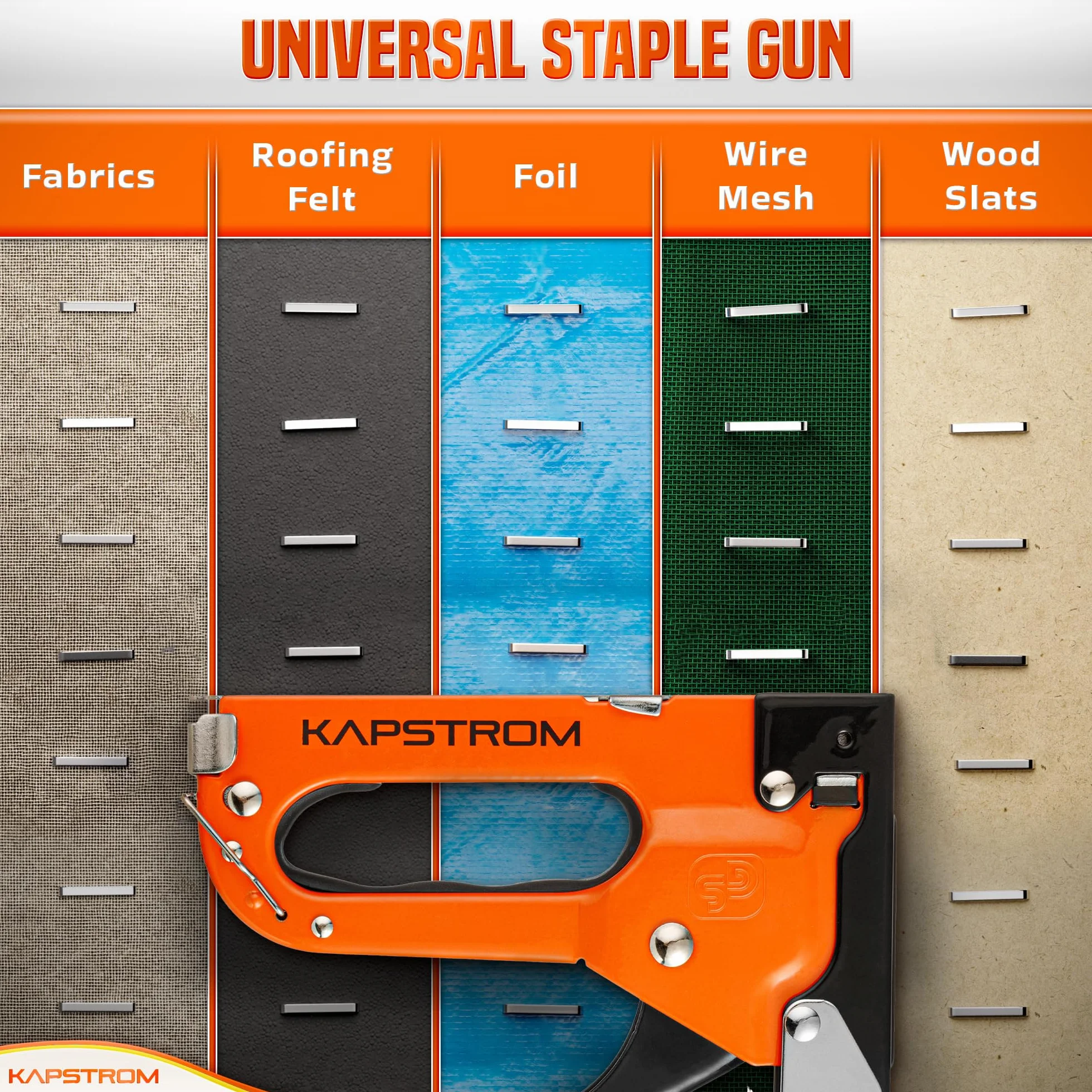5-in-1 Heavy-Duty Staple Gun Set with 1500 Staples for Woodworking Upholstery Crafts