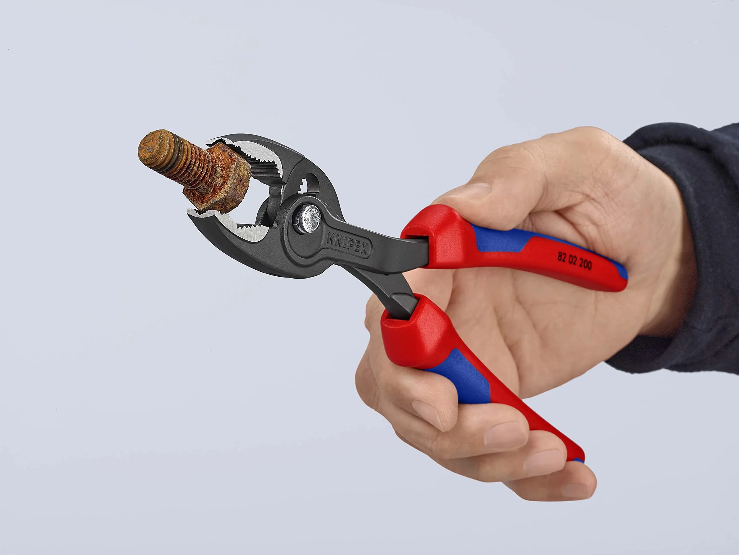 KNIPEX TwinGrip szczypce 200 mm 82 02 200 z funkcją chwytu od czoła i z boku fosforanowana szara Comfort