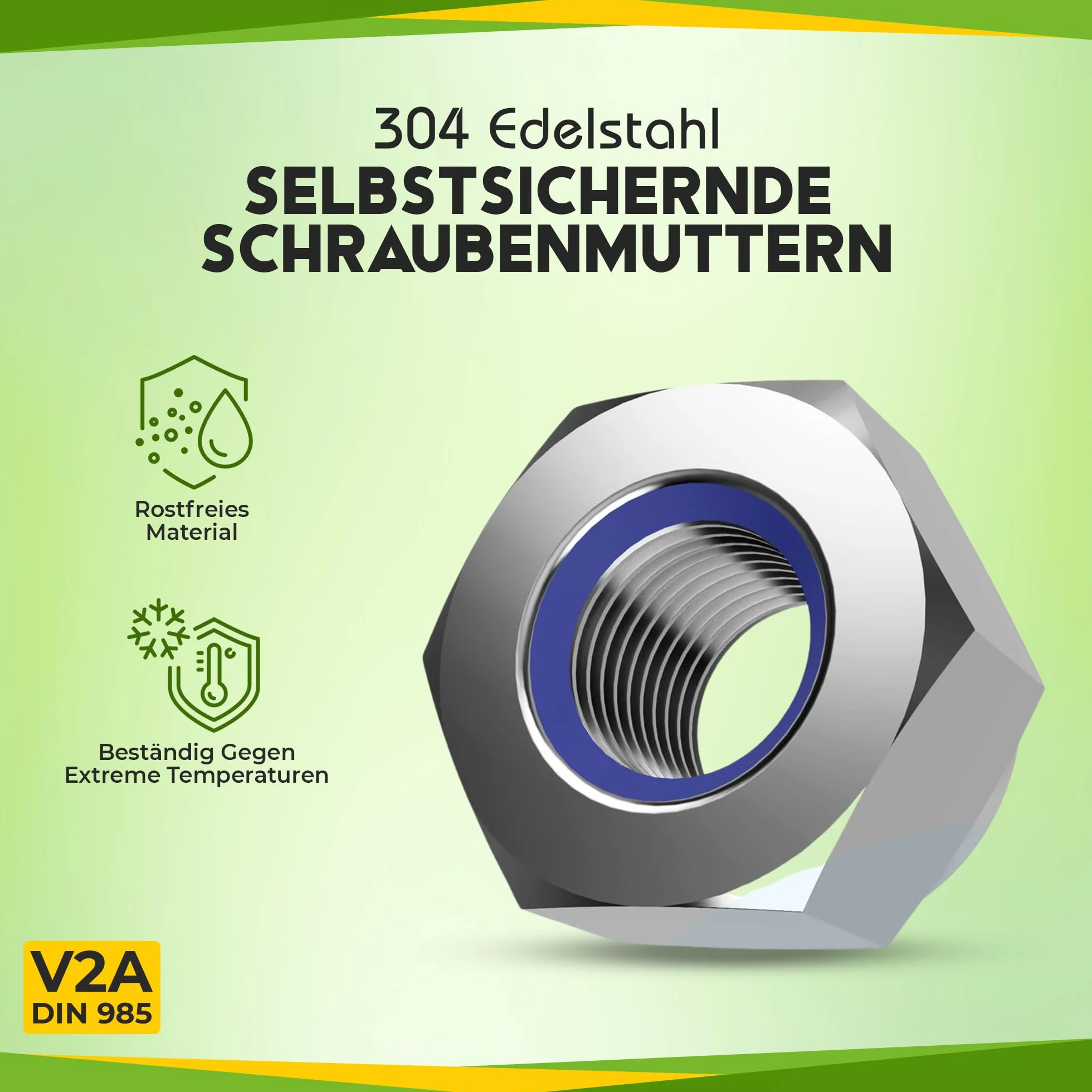 Offgridtec Nakrętki samozabezpieczające stal nierdzewna 304 M2.5 DIN 985 antywibracyjna
