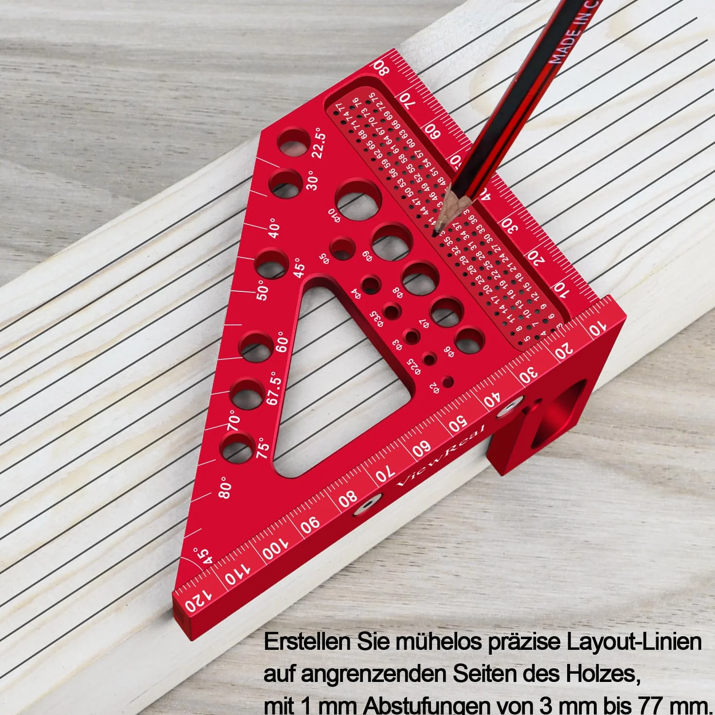 Wielofunkcyjny kąt nachylenia 3D, 22,5-90, ze stopu aluminium, precyzyjne narzędzie pomiarowe