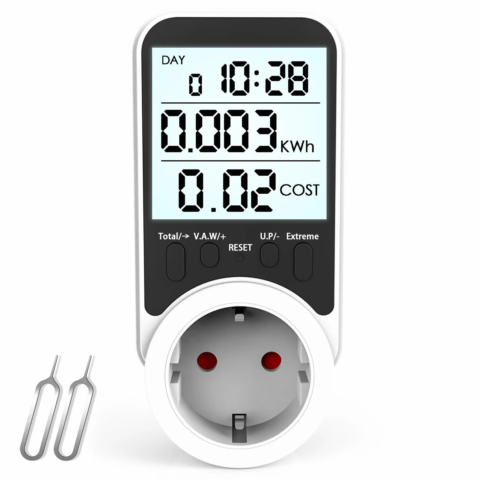 Watomierz Gniazdo Licznik Energii 3680W 16A MAX LCD Zabezpieczenie Przeciążeniowe
