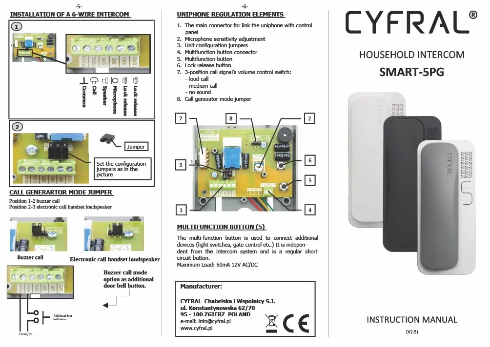 Cyfral Smart 5p uniwersalny telefon domowy 4 Plus N