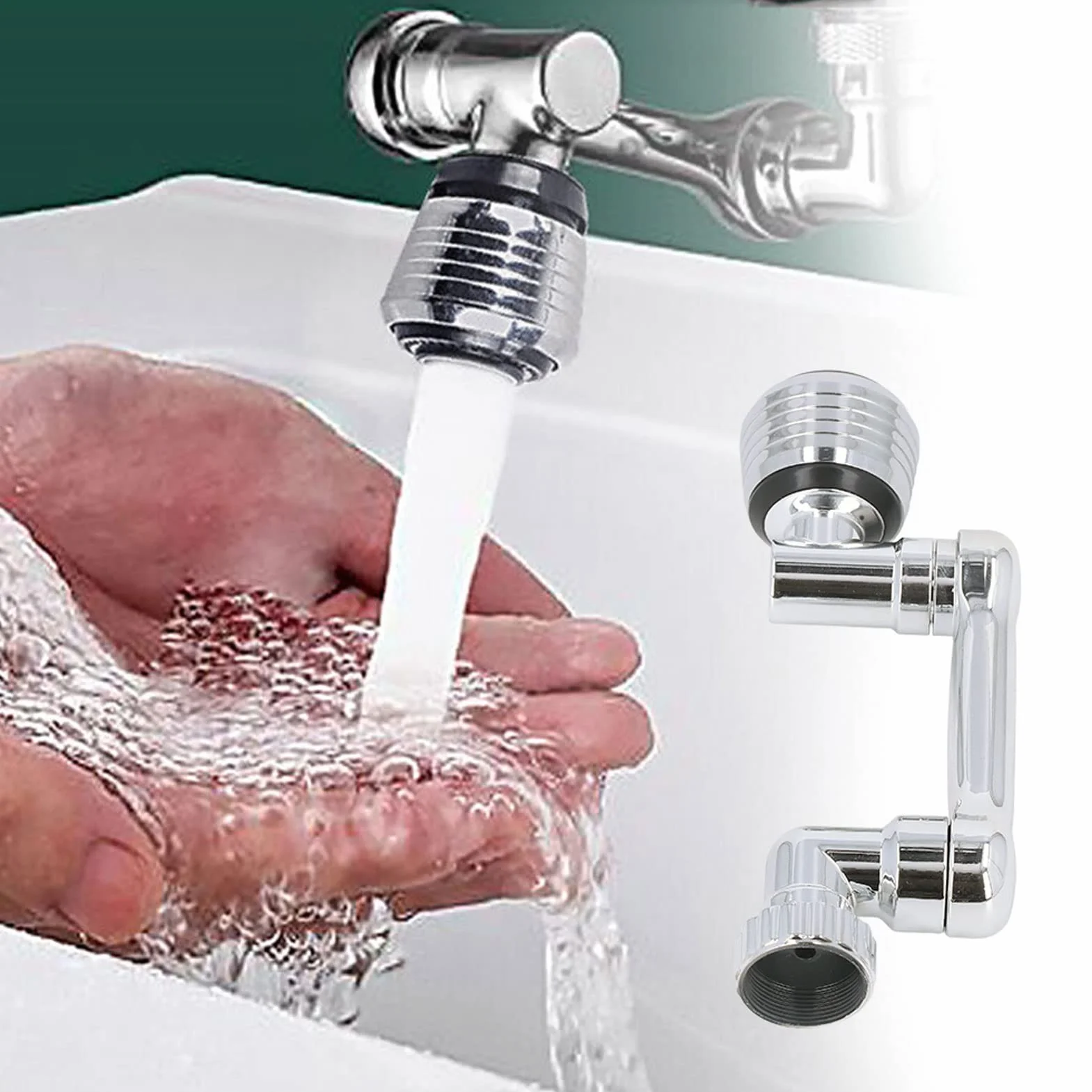 Obracany o 1080° Obrotowy Przedłużacz Kranu Aerator, 2 Tryby Wylotu Wody, Filtr Rozbryzgowy, Nasadka Natryskowa 360°, Wielofunkcyjny Przedłużacz Kranu do Kuchni