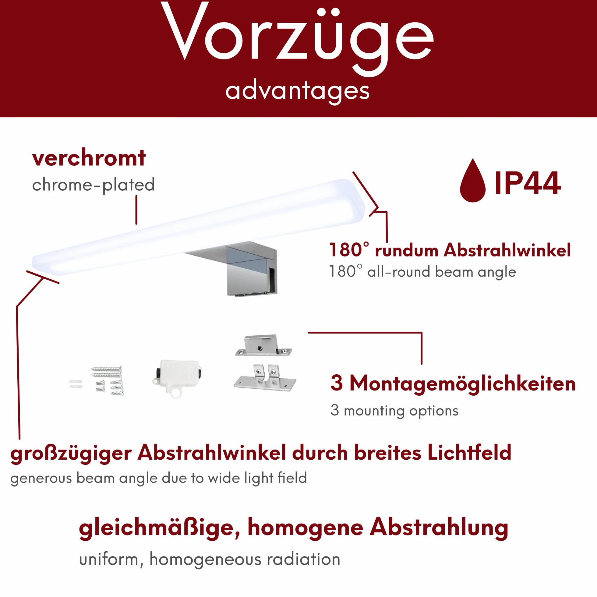 Mera LED lampa łazienkowa lustrzana 230V 300 mm Neutralny biały
