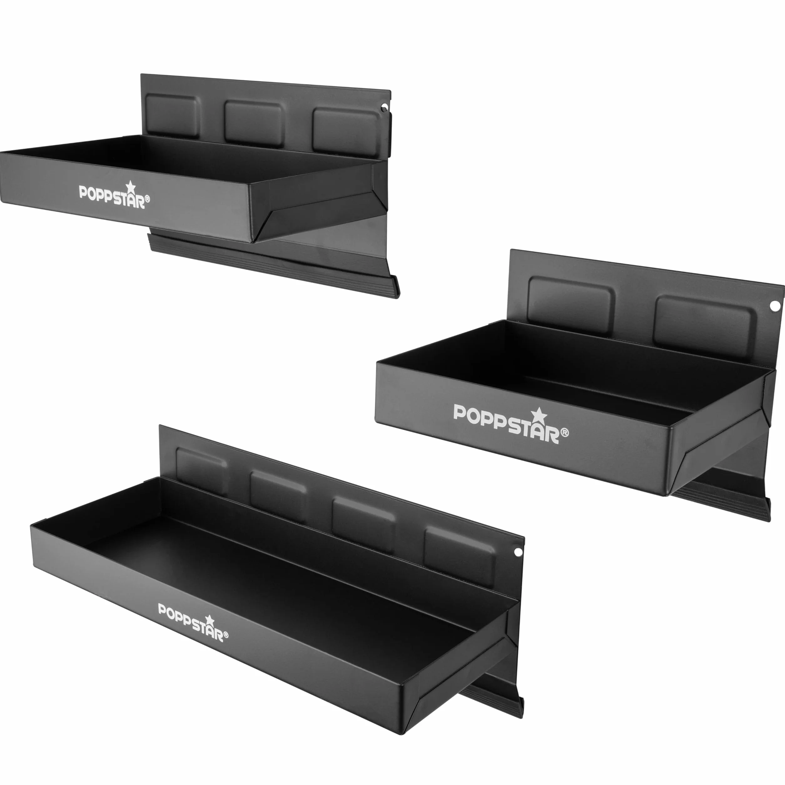 Poppstar 3 magnetyczne półki stalowe czarne 150 mm 210 mm 310 mm
