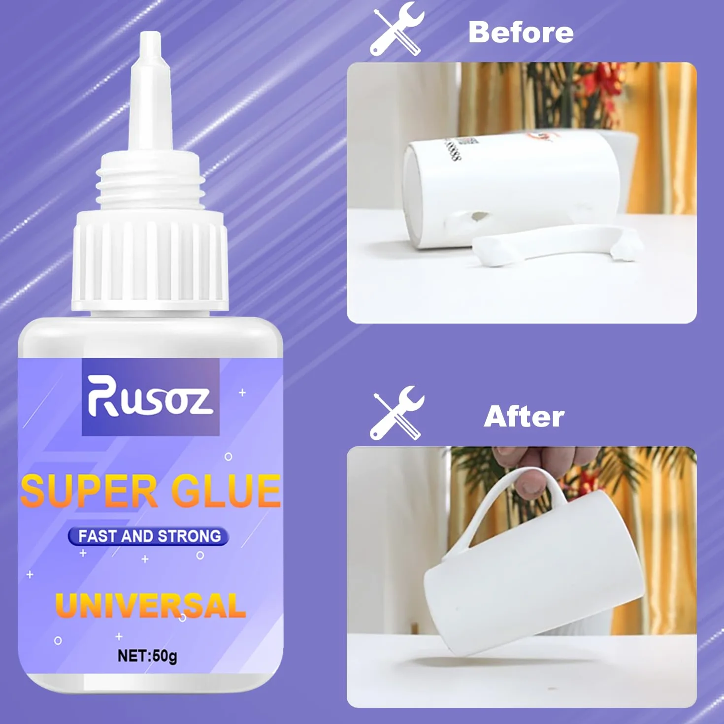 Super Glue Szybki Klej Extra Silny 50g Płynny Przezroczysty Do Metalu Plastiku Szkła Drewna