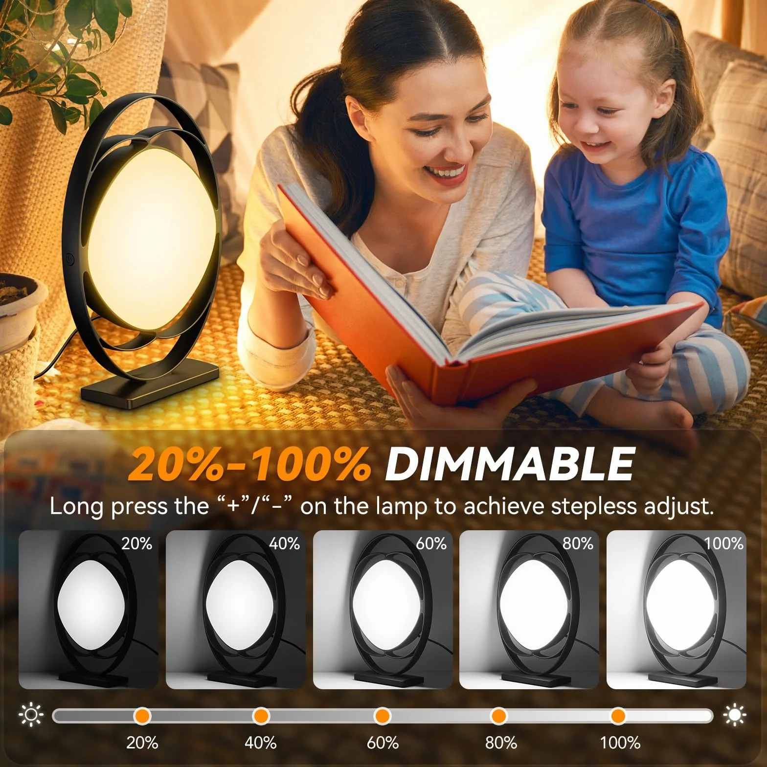 Lampa do światła dziennego 10000 Lux bez UV 3 temperatury barwowe 5 intensywności pamięć słoneczna czarna