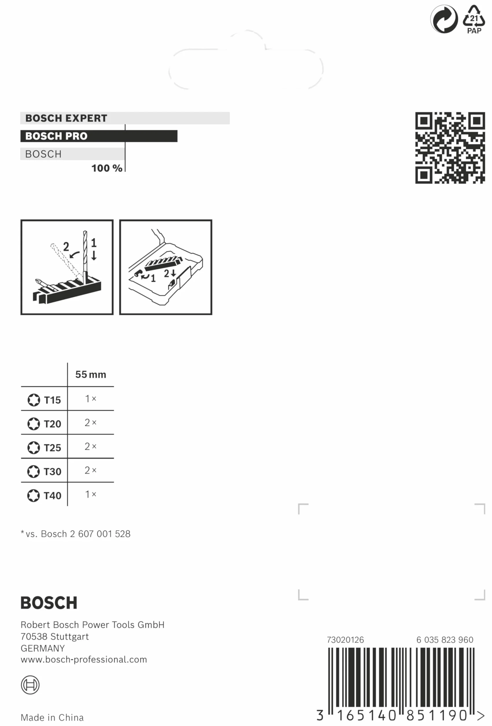 Bosch 8x Bit PRO Torx Impact 170x120 mm Professional Akcesoria Śrubokręt