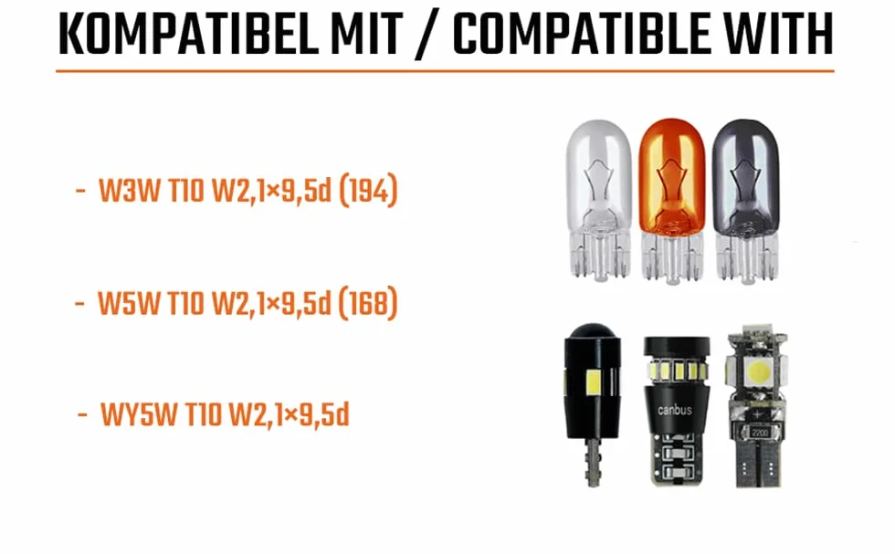 L&P B570 T10 W5W W2,1 x 9,5D gumowa oprawka lampy cokół szklany do żarówek