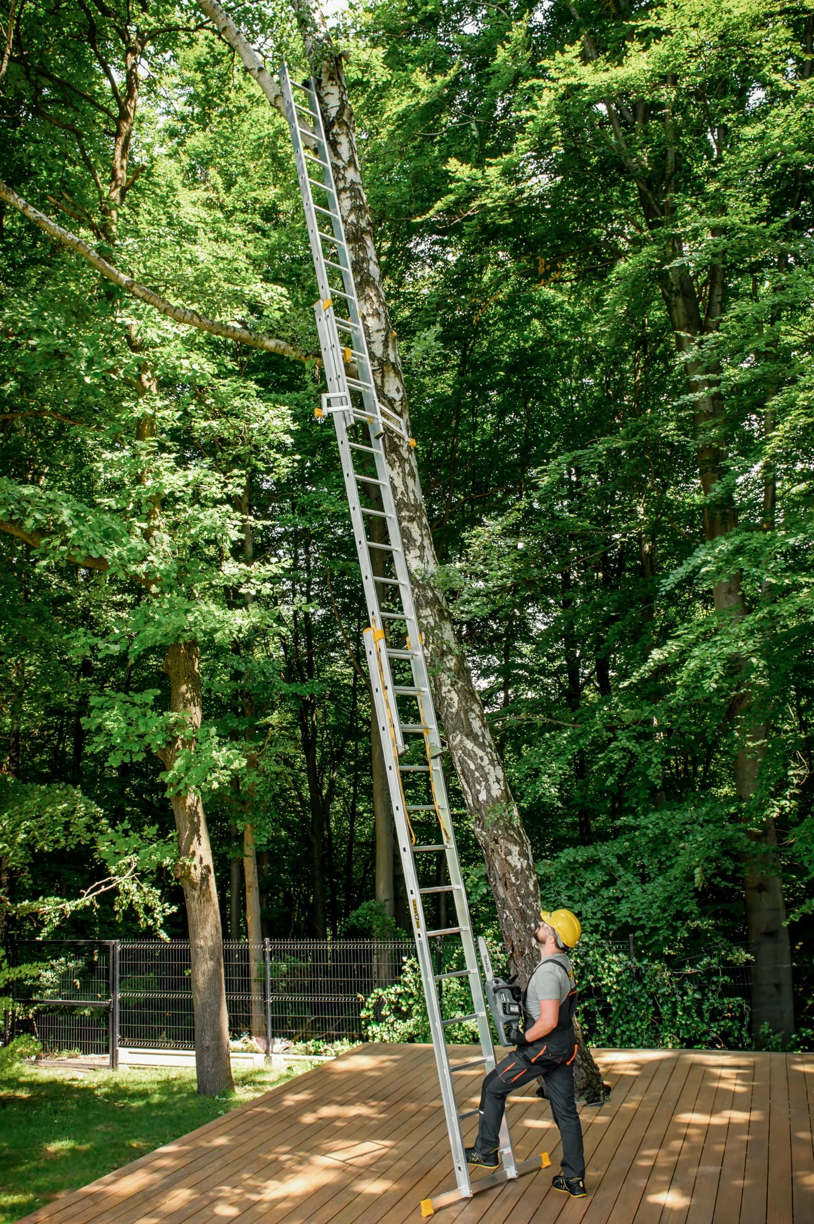 DRABEST MAX aluminiowa drabina profesjonalna 3x13 stopni 9,37 m 150 kg 3-częściowa