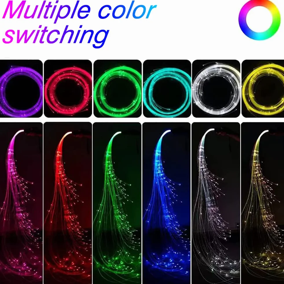 Fiber Optic Whip Dance LED 360° 7 Colors 36 Light Effects Party Disco