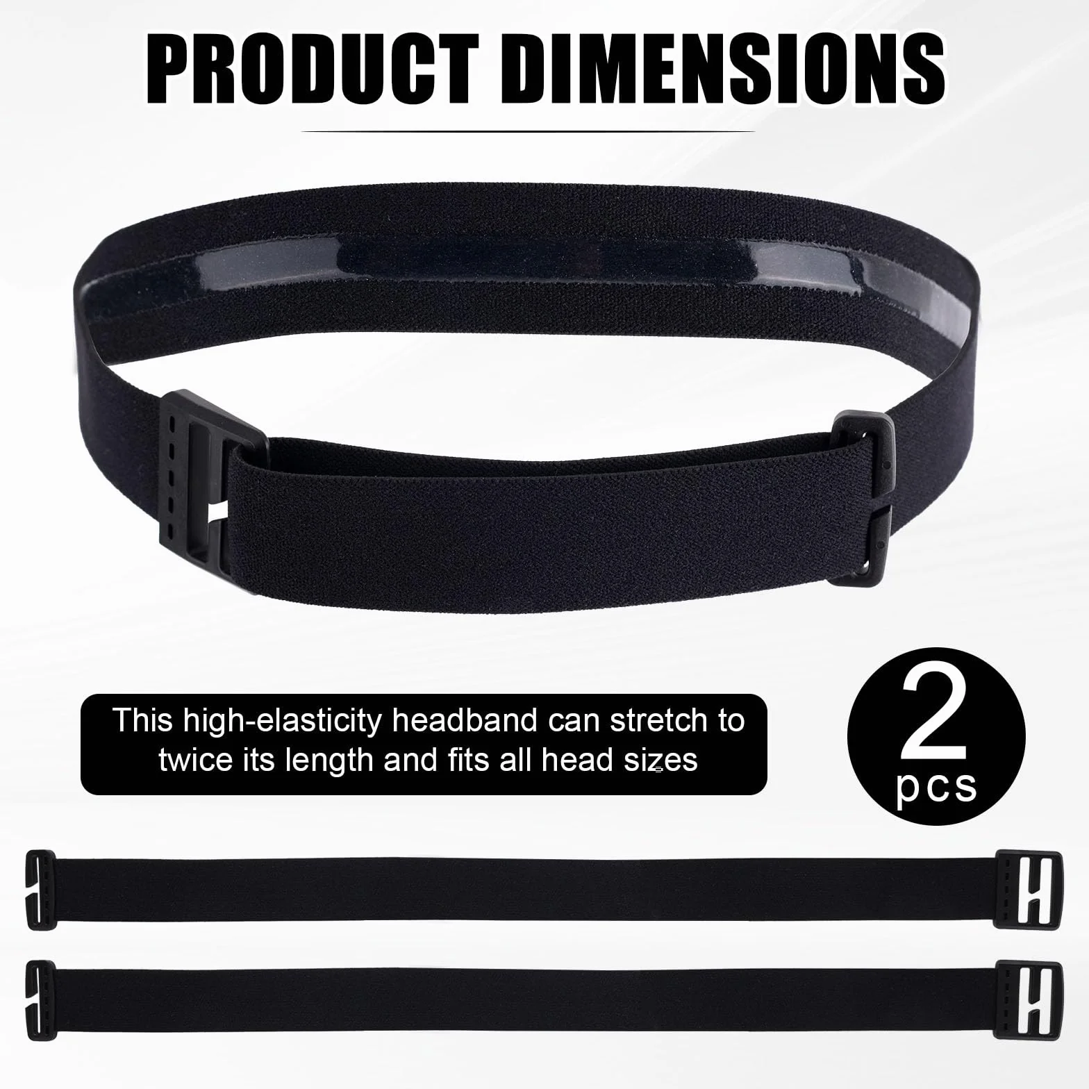 2szt Elastyczny Pasek do Latarki Czołowej, Regulowany Nylonowy o Szerokości 2,5cm Kompatybilny z Black Diamond, Petzl, Princeton Tec, Fenix (Czarny)
