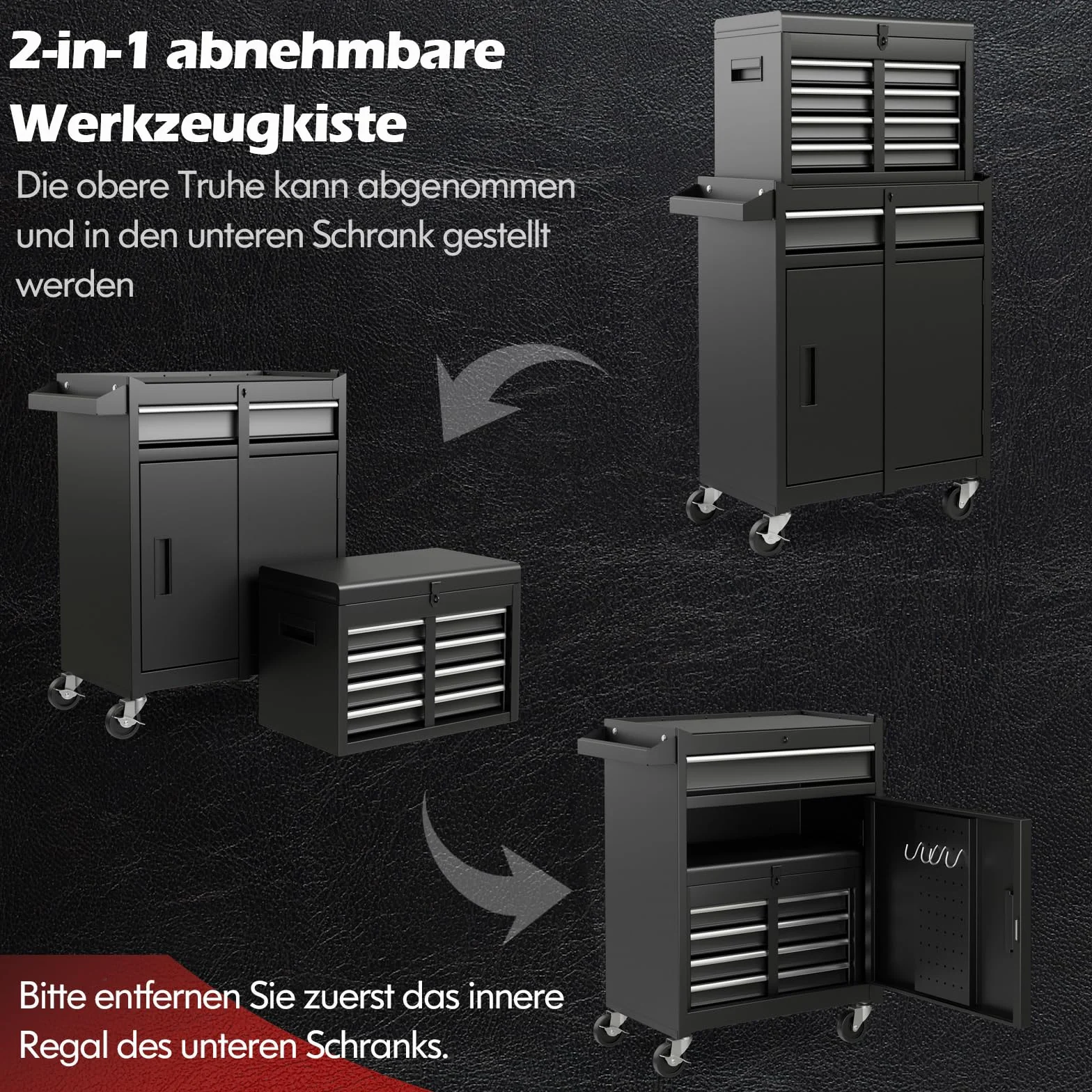 COSTWAY Wózek warsztatowy 2 w 1 metalowy zamykany udźwig 100 kg 8 półek