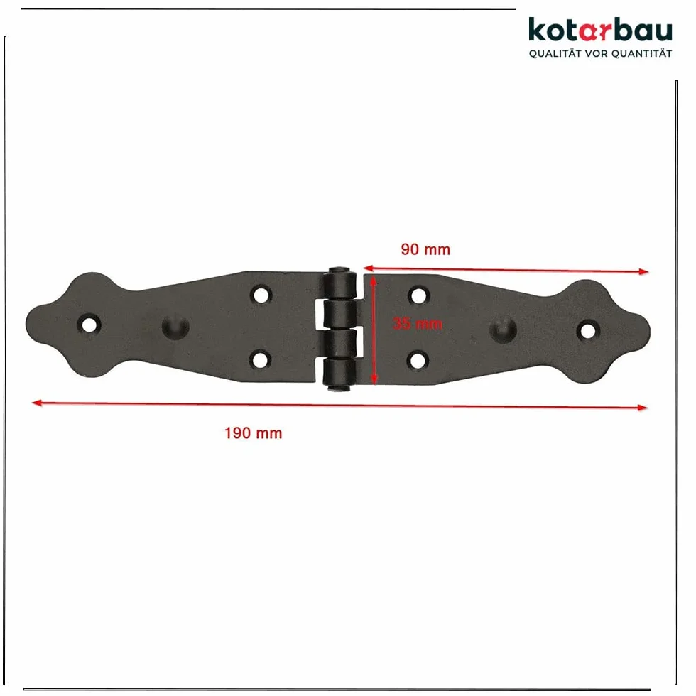 KOTARBAU® Zawias do skrzyni 190 x 35 mm Czarny powlekany proszkowo