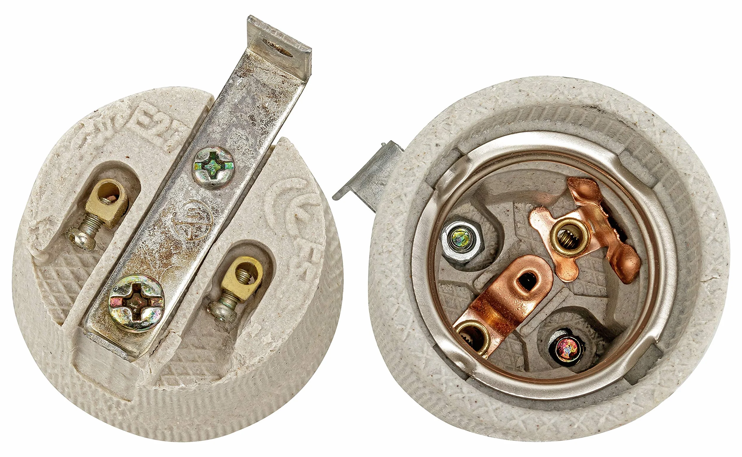 ISOLATECH 2 szt. E27 szare gniazdo ceramiczne z uchwytem montażowym / uchwytem zewnętrznym (maks.) 250 V/4 A) żarówka do montażu na suficie do domu łazienka kuchnia lodówka uchwyt montażowy