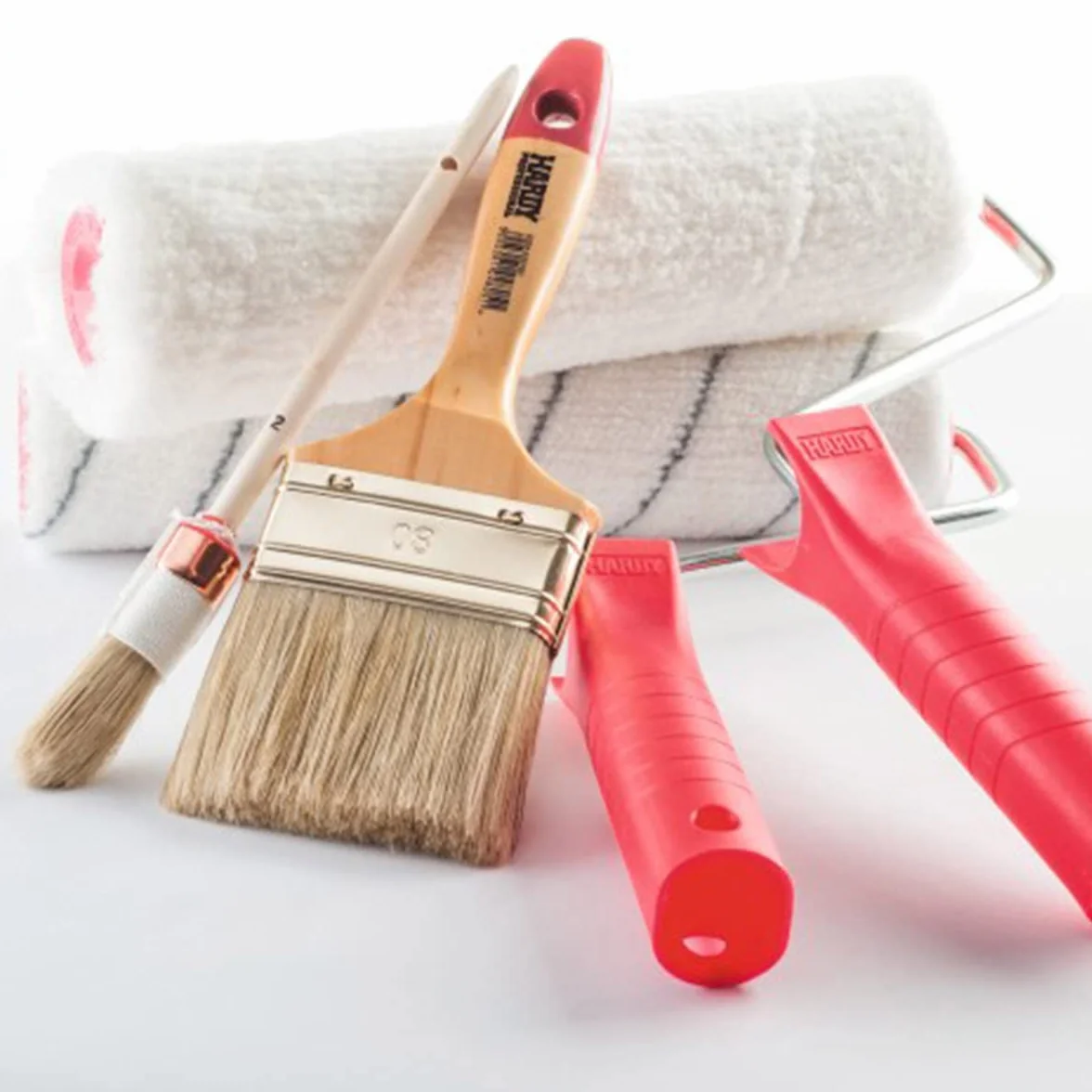 Zestaw 6 pędzli malarskich 3 płaskie 3 okrągłe 1,5" 2" 4" 6" włosie naturalne