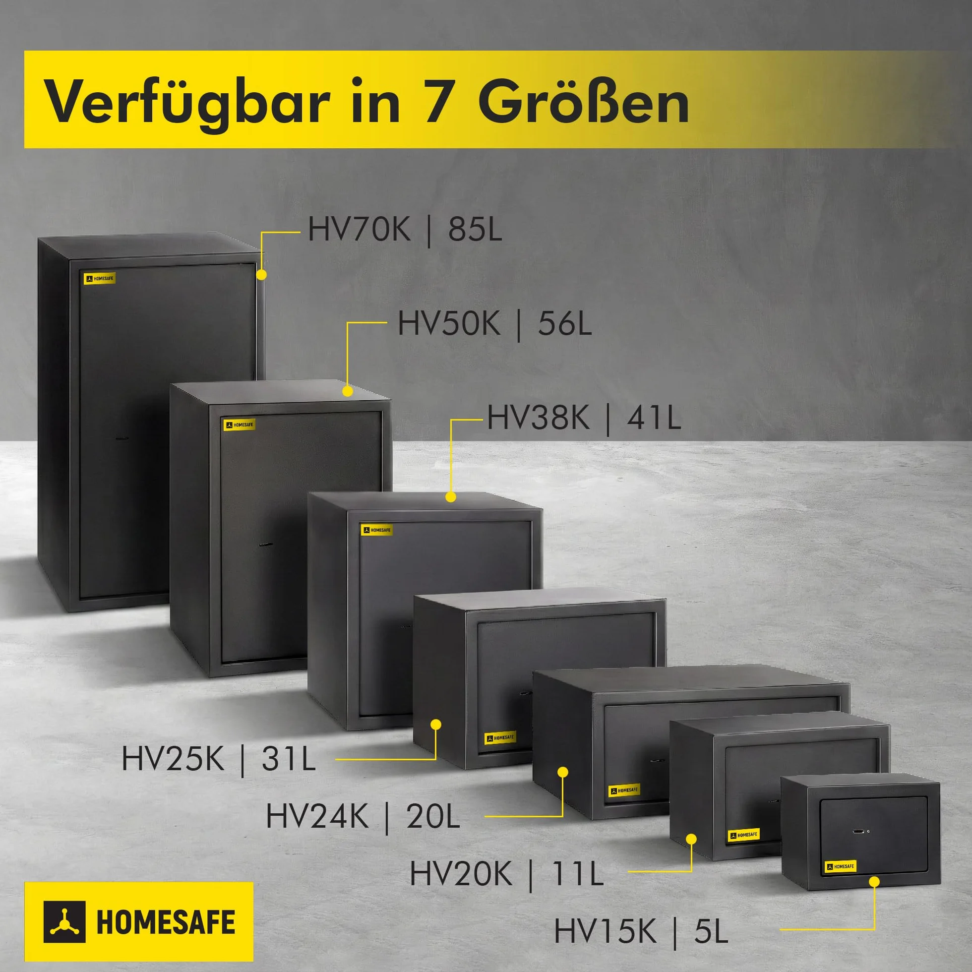 Homesafe HV25K Sejf z zamkiem kluczowym 25x35x25cm Carbon Satynowa Czerń