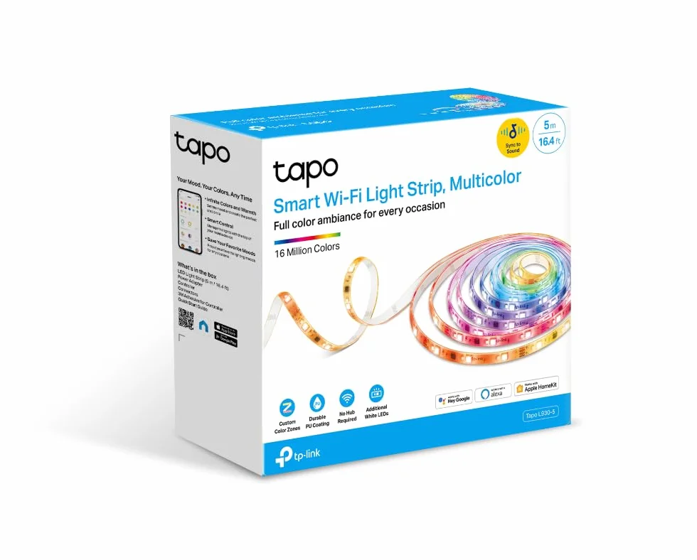 TP-Link Tapo L930-5 Inteligentna taśma LED RGBIC Wi-Fi 5 m Segmentowe sterowanie Tryb muzyczny Alexa Google Home