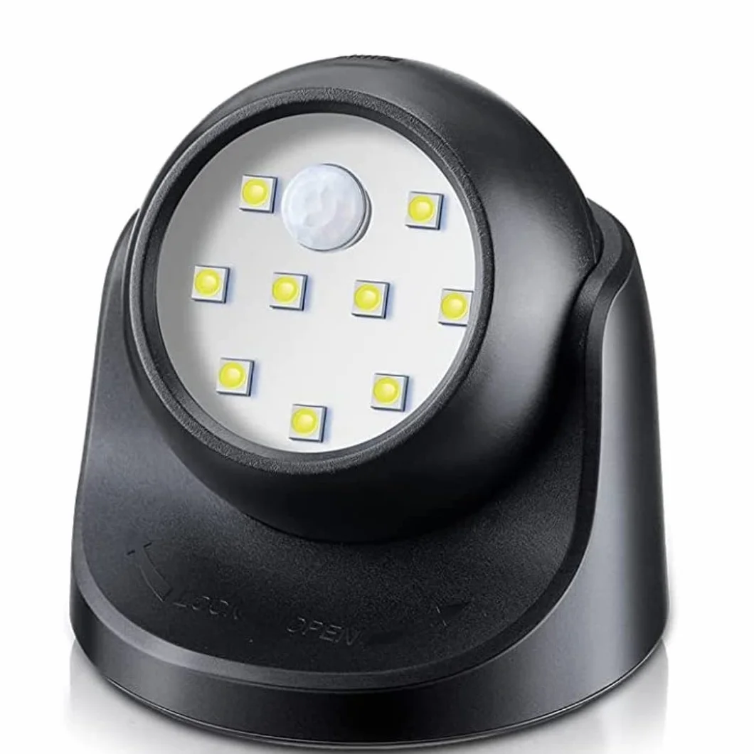 wewnątrz/na zewnątrz jasny, bezprzewodowy czujnik ruchu Fulcrum LED lampa na werandę/reflektor punktowy - automatyczne włączanie / wyłączanie, zasilanie bateryjne (czarne)