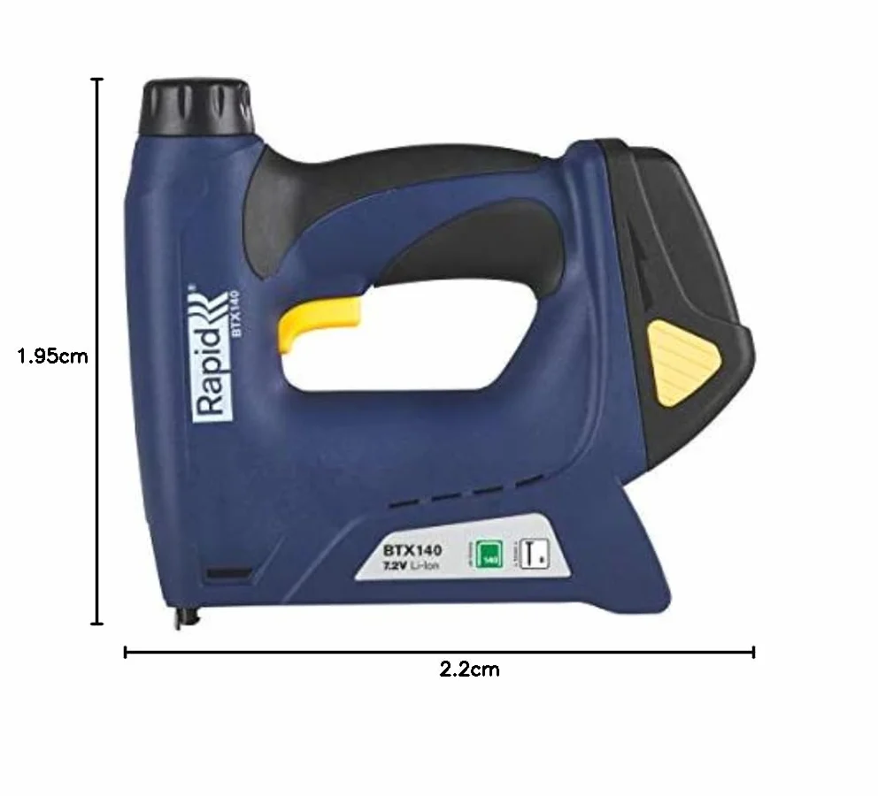 Rapid BTX140 Bezprzewodowy Zszywacz do Zszywek Nr 140/Sztyftów Nr 8, 1300 Zszywek, Regulacja Mocy, Zestaw z Baterią i Ładowarką