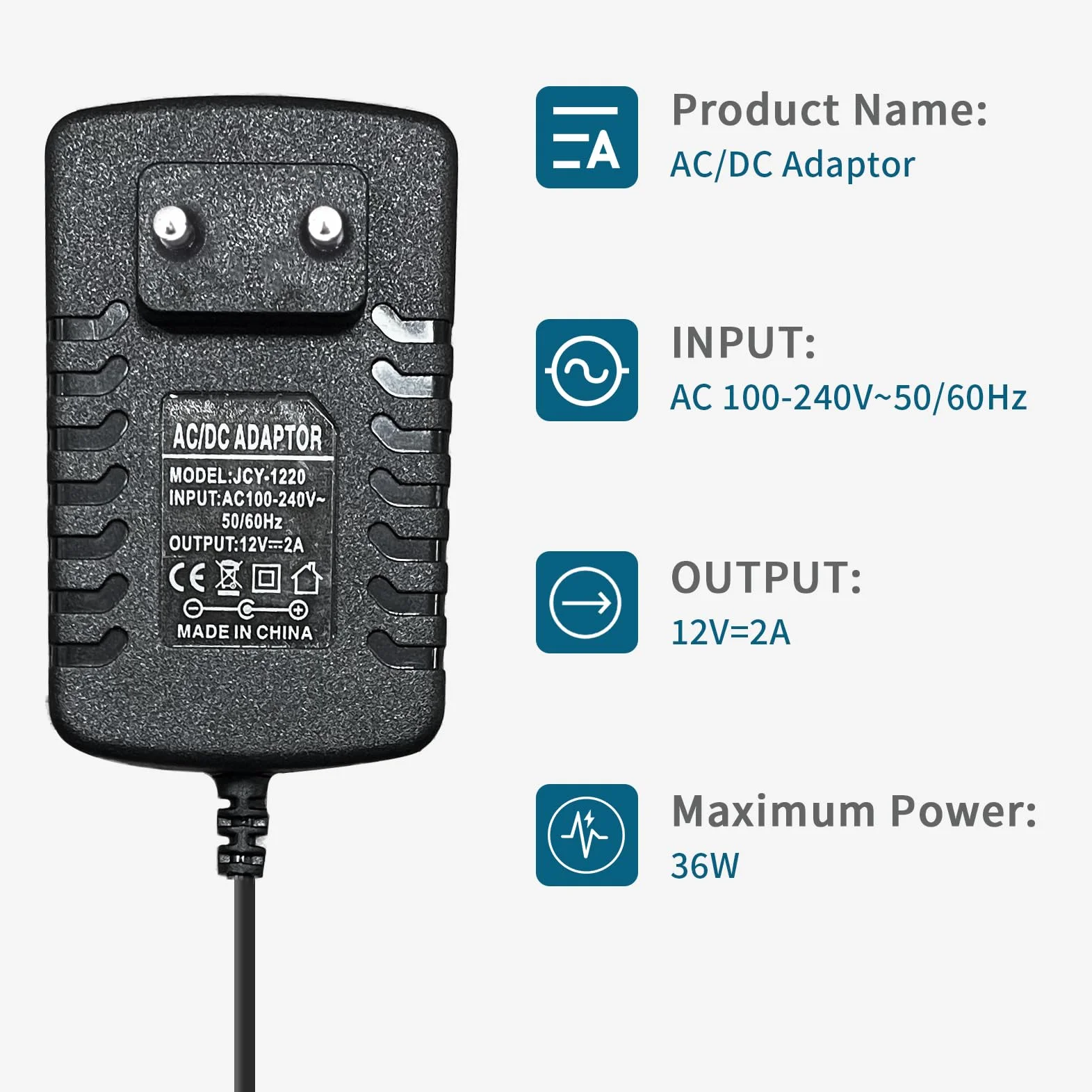 Zasilacz Uniwersalny 12V 2A AC 100-240V DC 24W Adapter Impulsowy Do Taśm LED Routerów