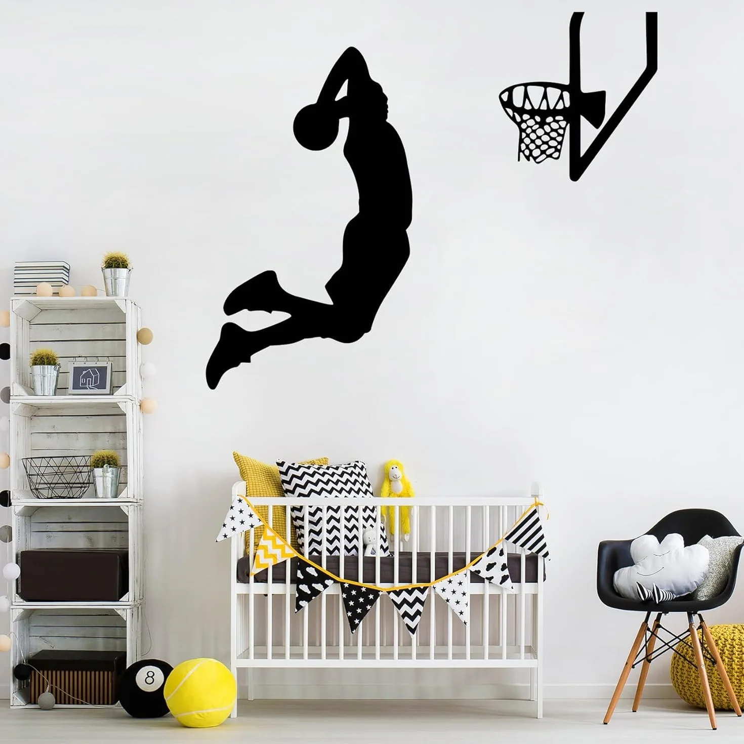 Dekoracja ścienna do koszykówki naklejki sportowe odklej i przyklej naklejki ścienne do sypialni chłopców, 61 x 51 cm