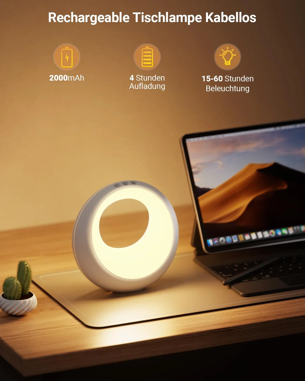 Bonsery Lampka nocna dotykowa, ściemniana, okrągła, z pilotem zdalnego sterowania, lampa stołowa LED, bezprzewodowa, ze zmianą kolorów RGB, lampka nocna dla dzieci z timerem i pamięcią, do dekoracji