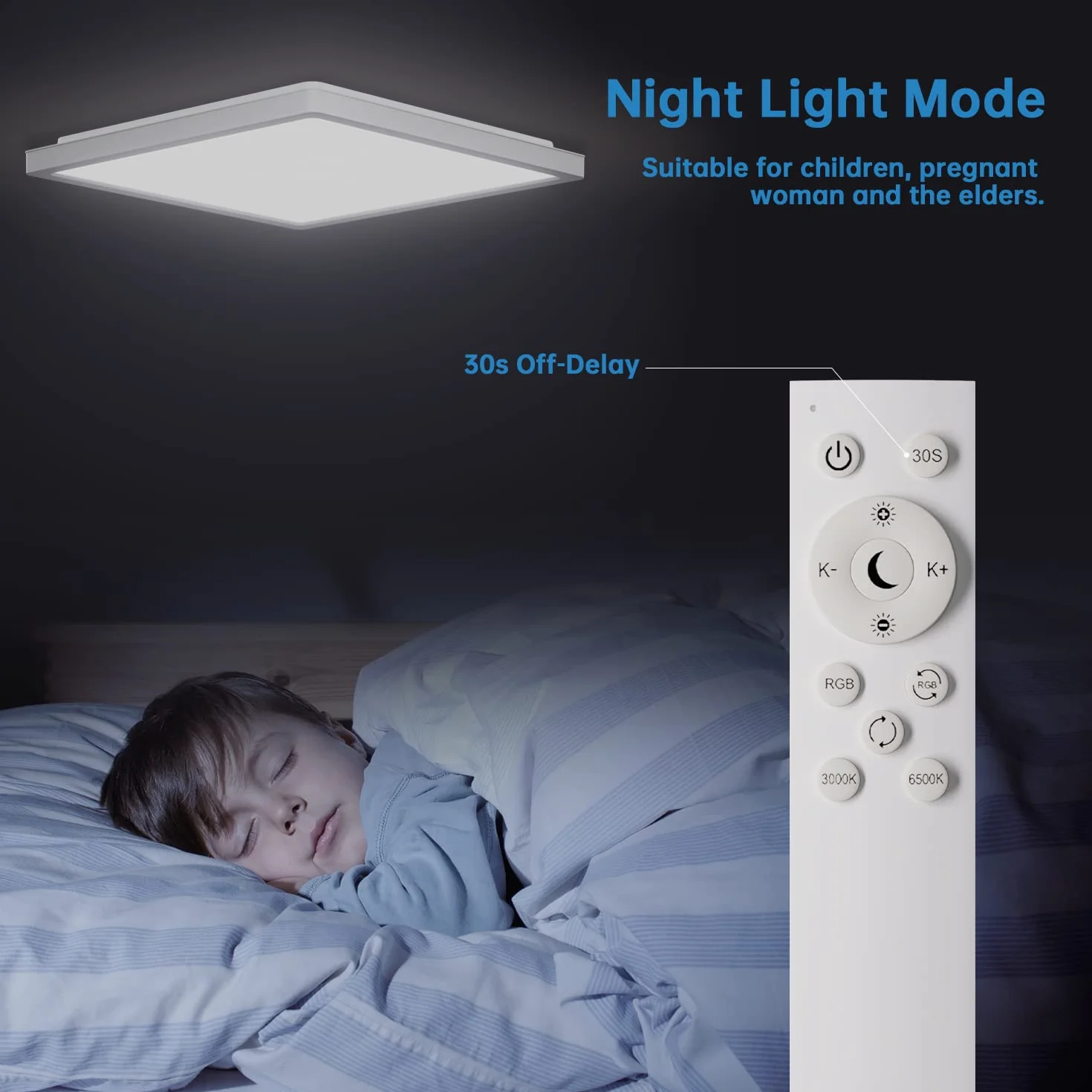 RGB LED Sufitowa Lampa Ściemnialna 24W Panel 3000K-6500K 2400lm Kwadratowa Biała 30x2,5cm