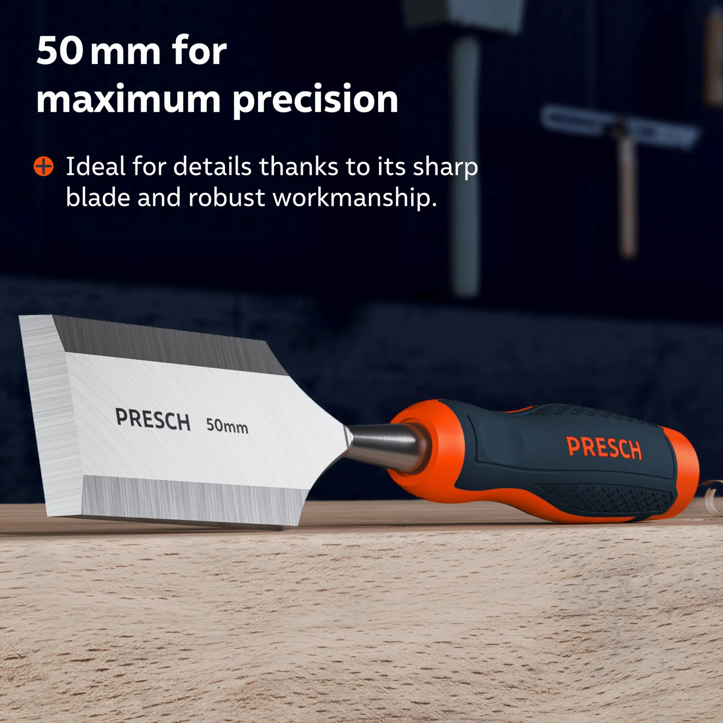 Presch Dłuto do drewna 50mm 25° Metalowa nasadka udarowa Ergonomiczny uchwyt