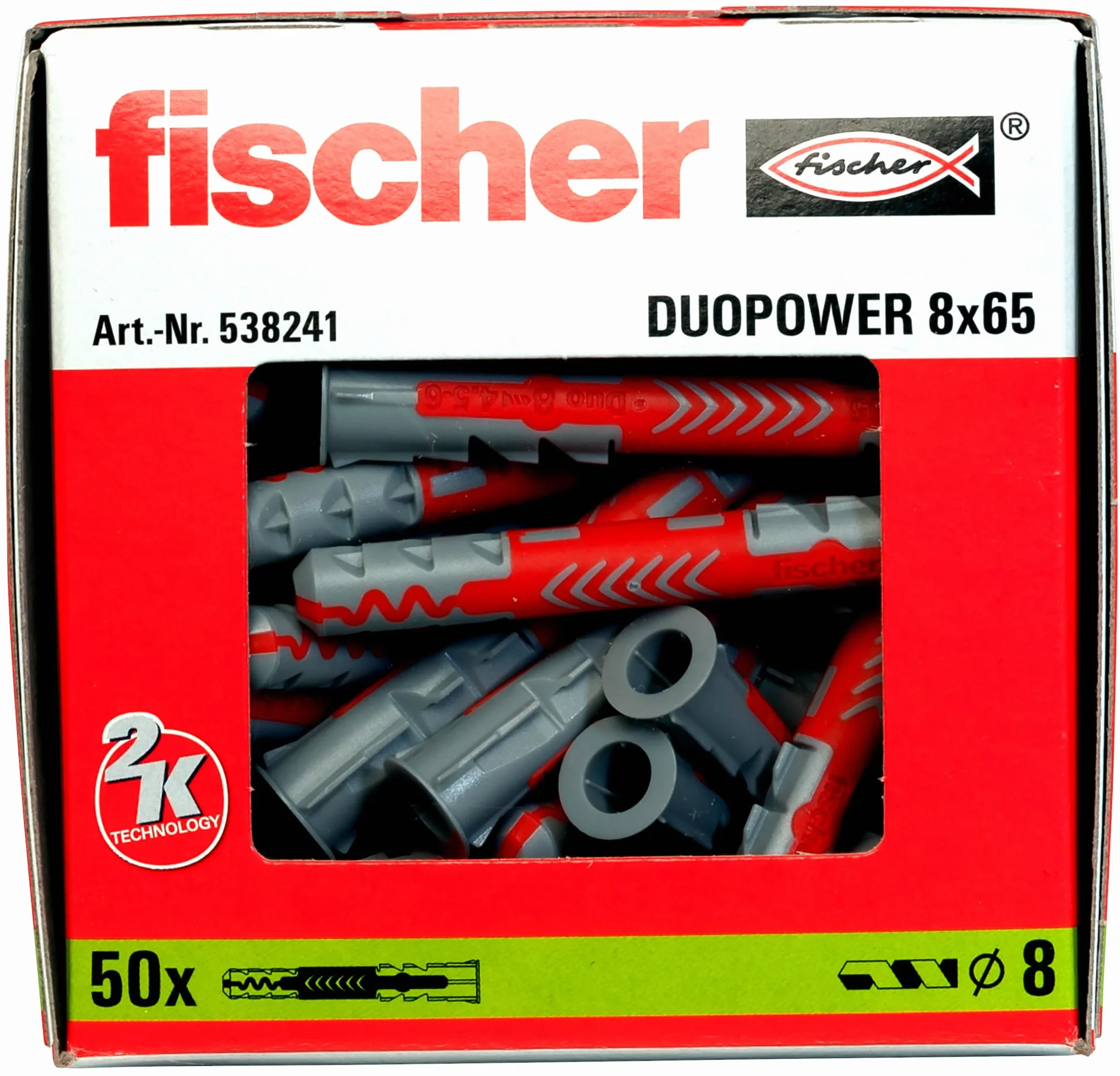 Fischer Duopower Kołki Uniwersalne Czerwony Szary 50 Sztuk