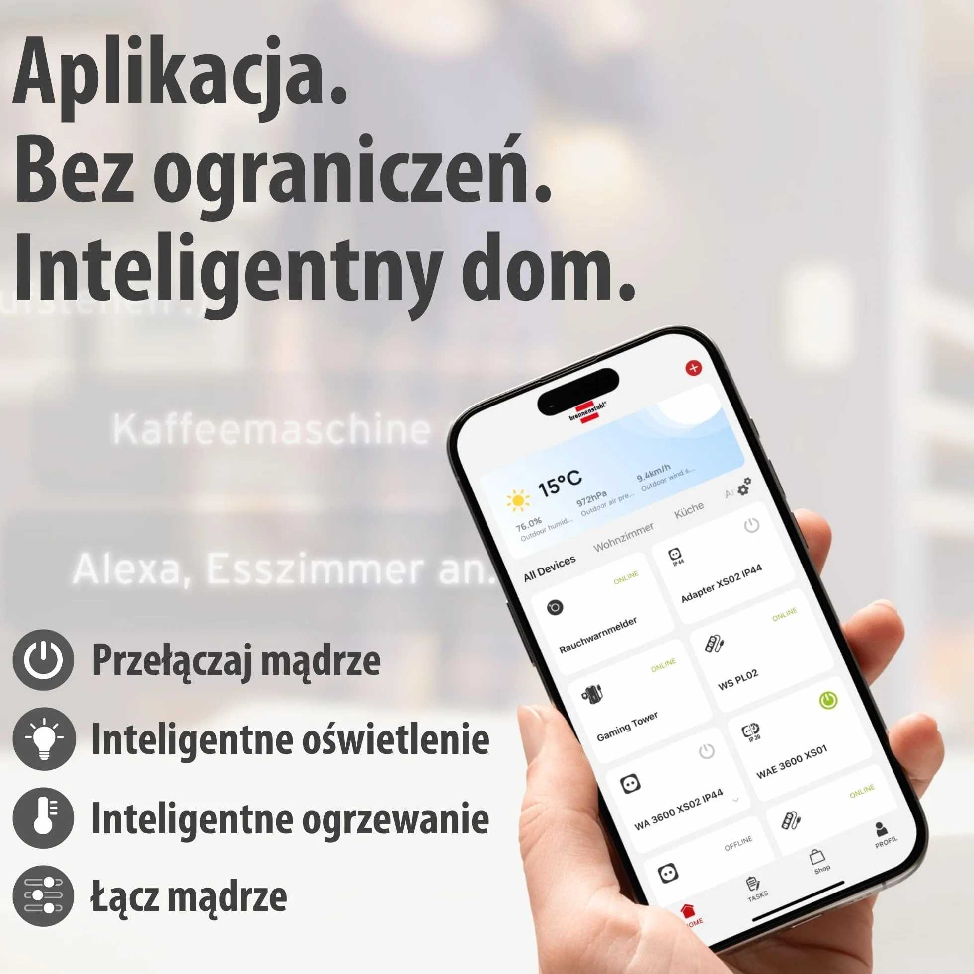 Brennenstuhl Connect WiFi LED Reflektor WFD 3051 P 36W 4300lm IP54 z czujnikiem ruchu