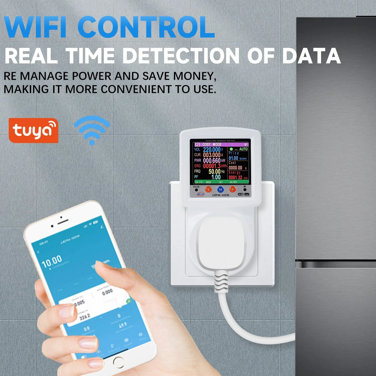 Inteligentne gniazdko WiFi licznik energii elektrycznej 16 A 230 V z ochroną przeciwprzepięciową