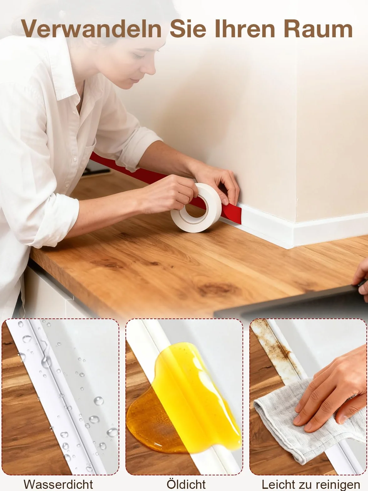 Listwa przypodłogowa z miękkiego PVC 5 m 50 x 20 mm wodoodporna biała