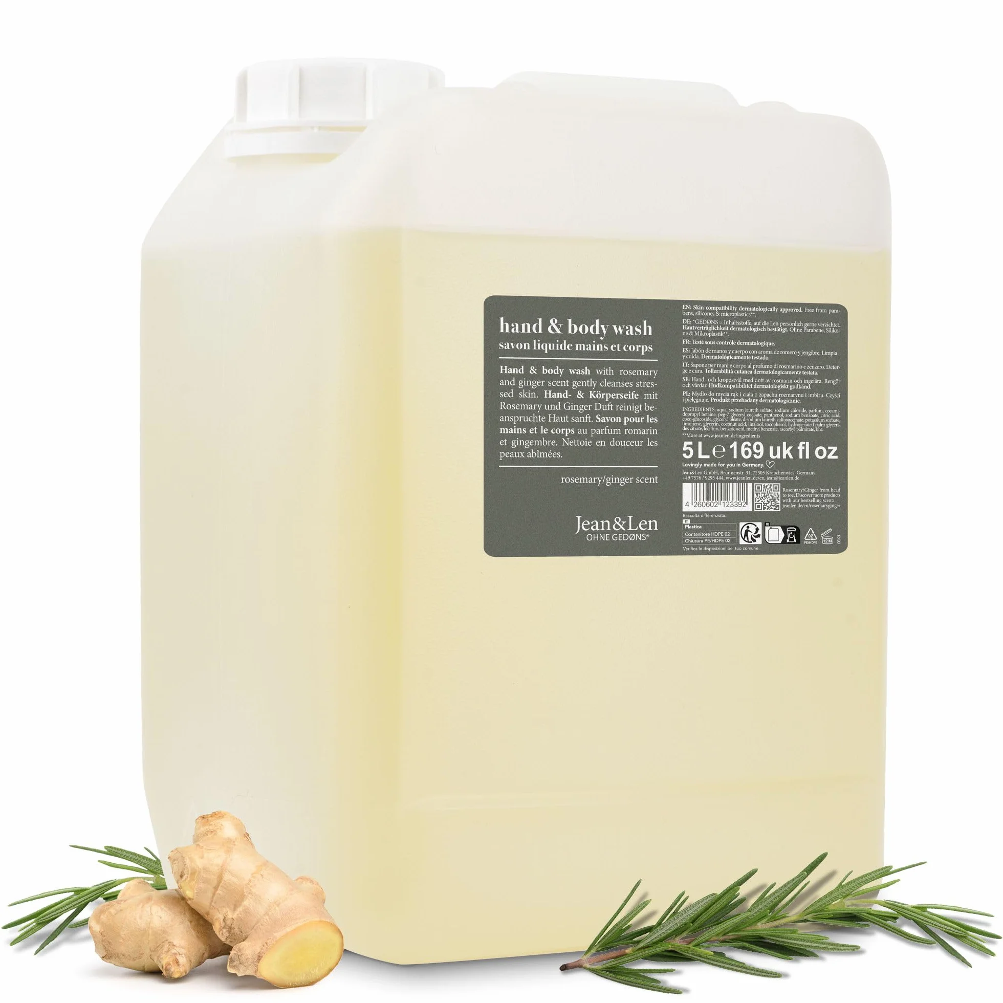 Jean & Len Rosemary & Ginger Mydło w Płynie, 5 L
